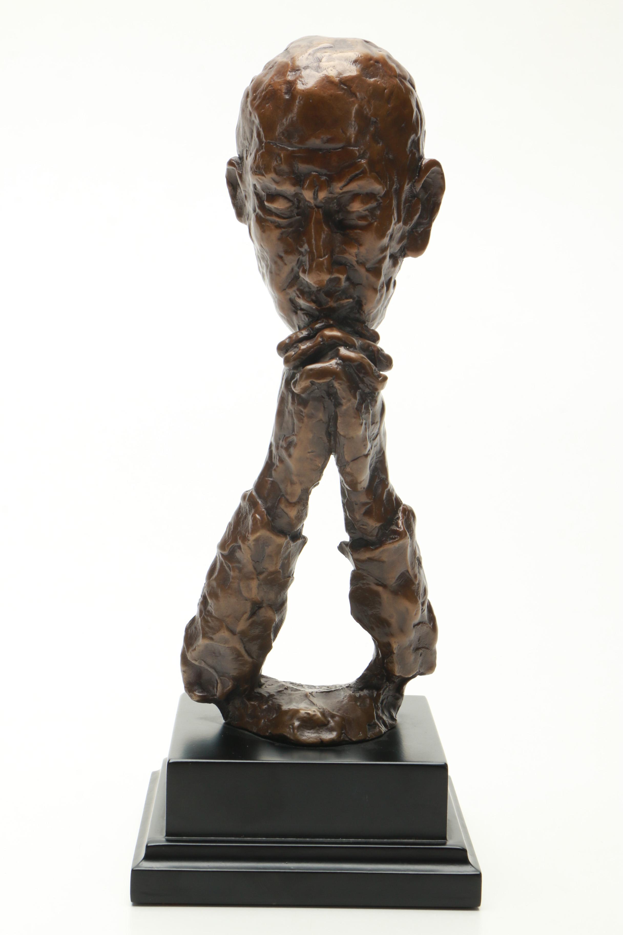 Kim B. Copper Sculpture of Thinking Man