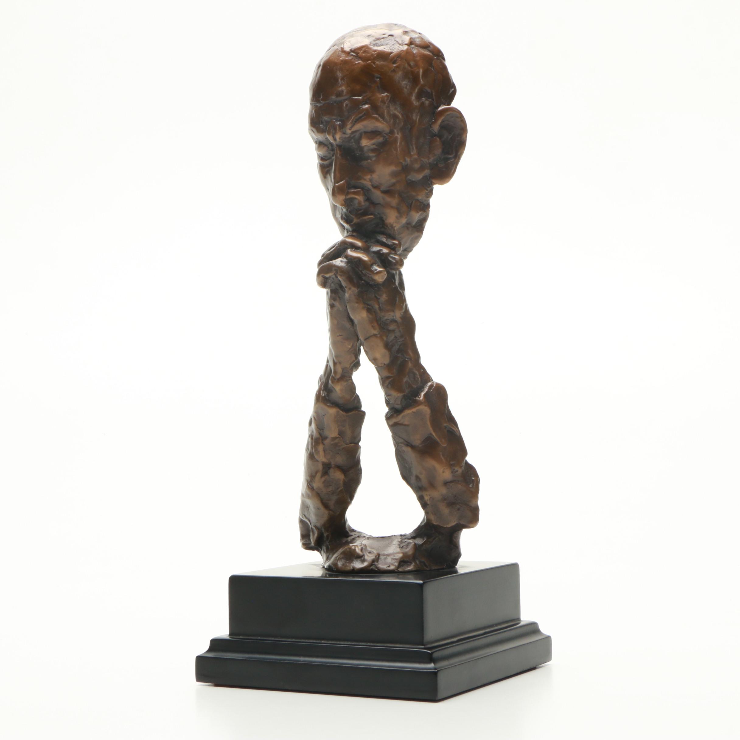 Kim B. Copper Sculpture of Thinking Man
