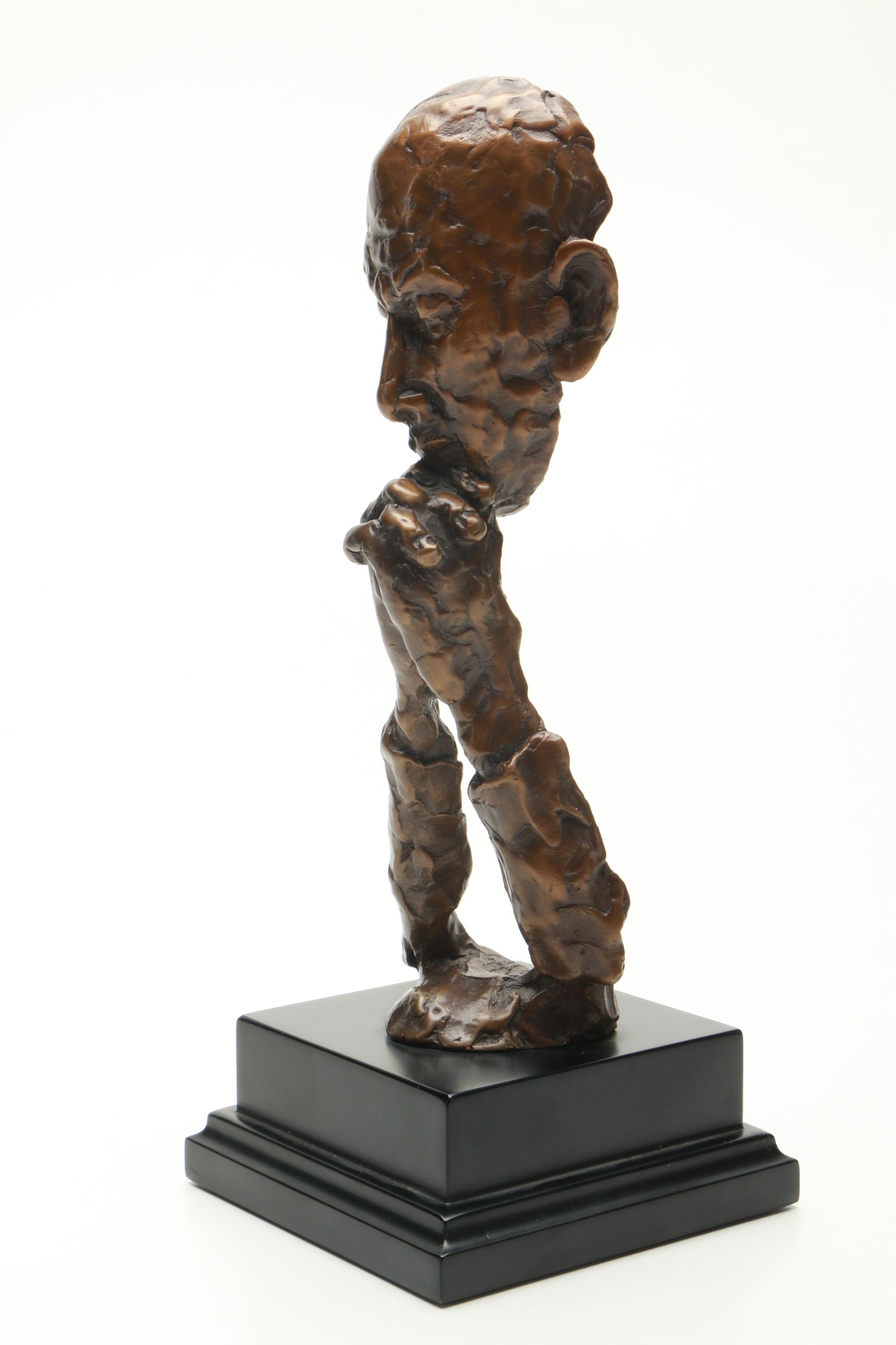 Kim B. Copper Sculpture of Thinking Man