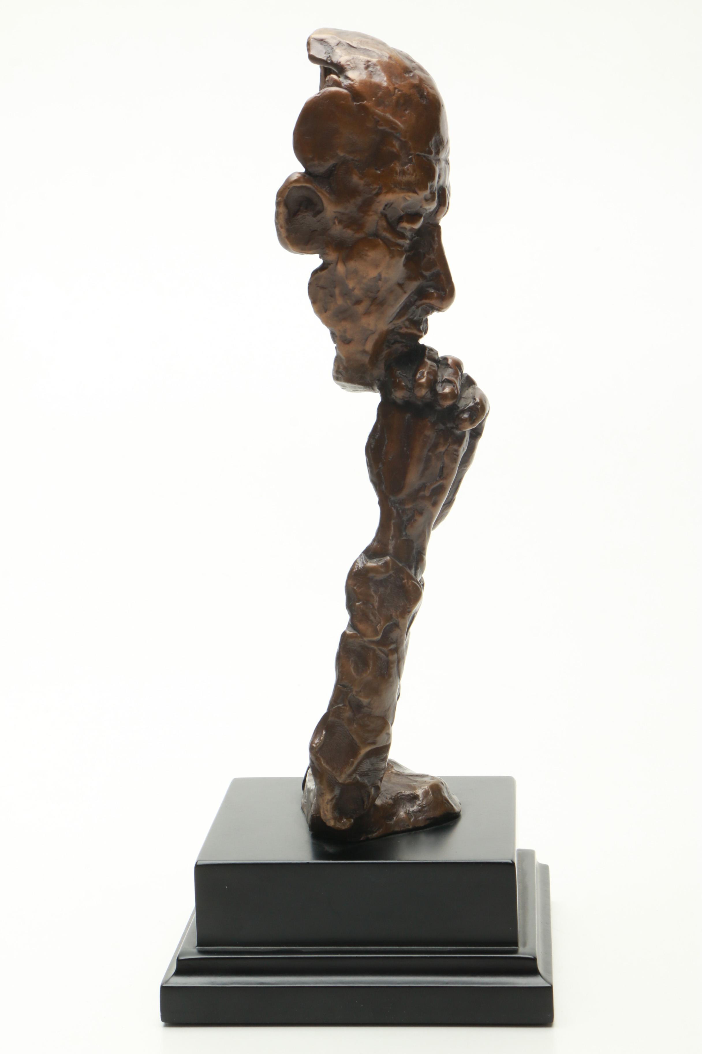 Kim B. Copper Sculpture of Thinking Man