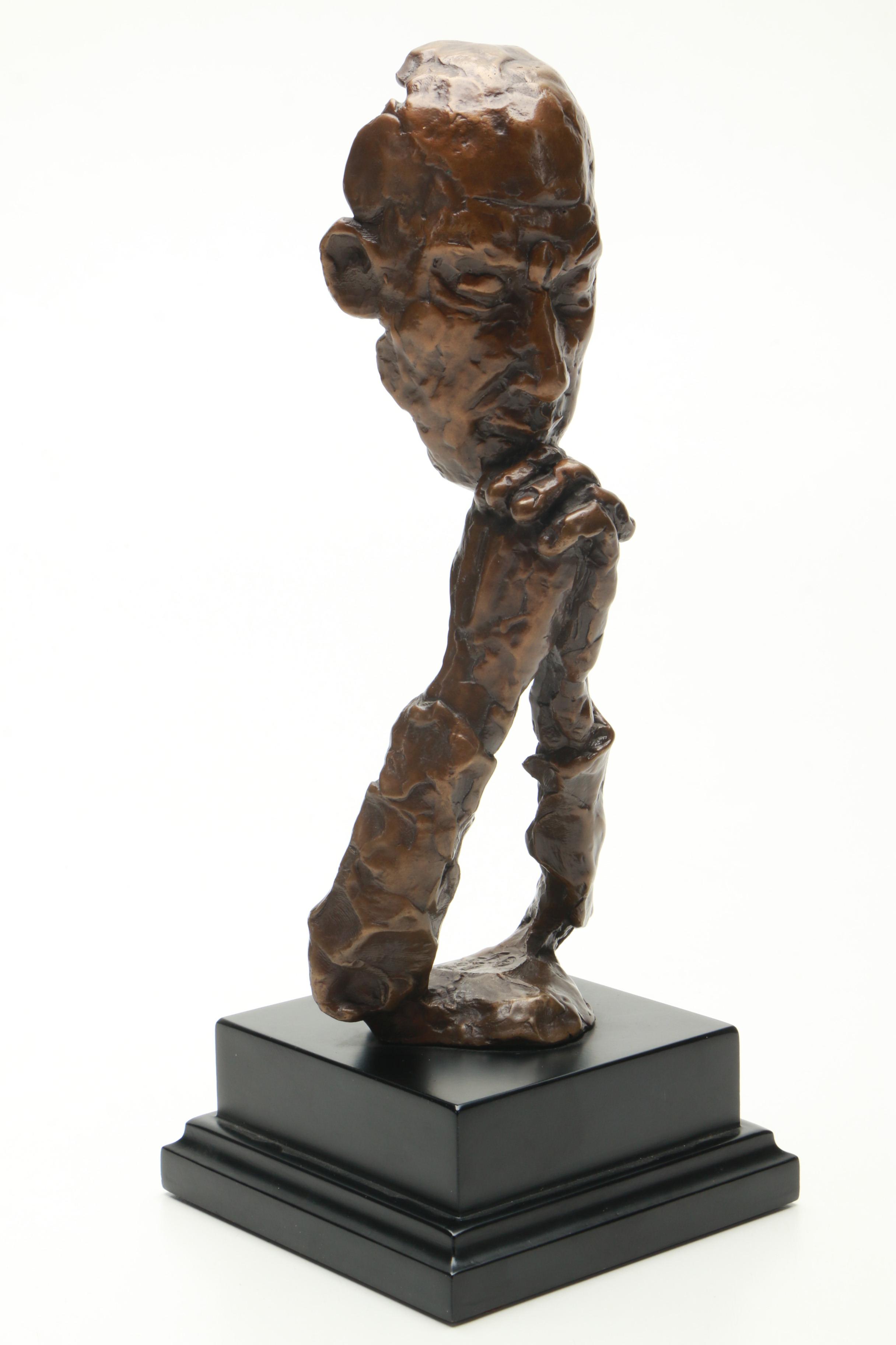 Kim B. Copper Sculpture of Thinking Man
