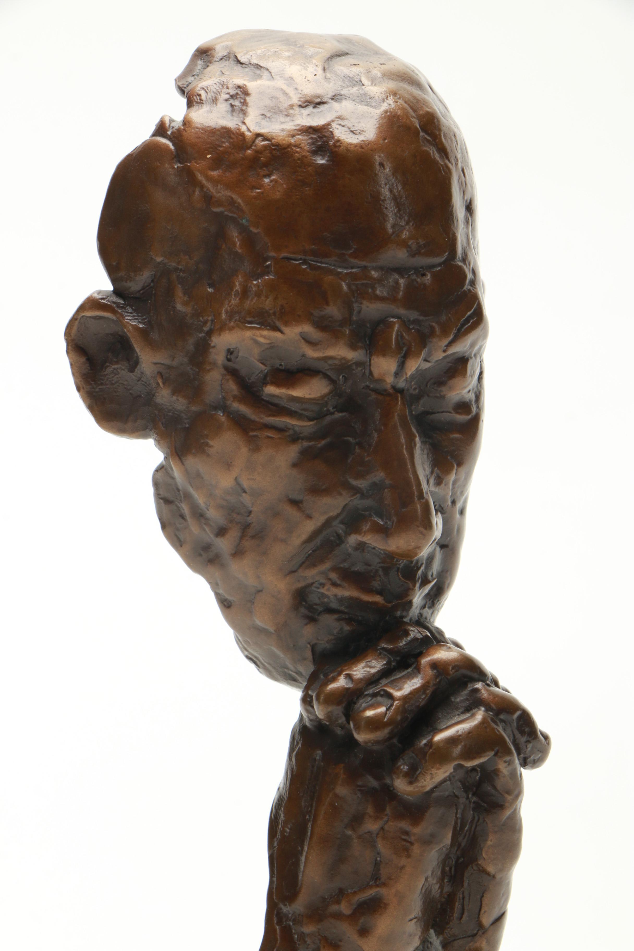Kim B. Copper Sculpture of Thinking Man