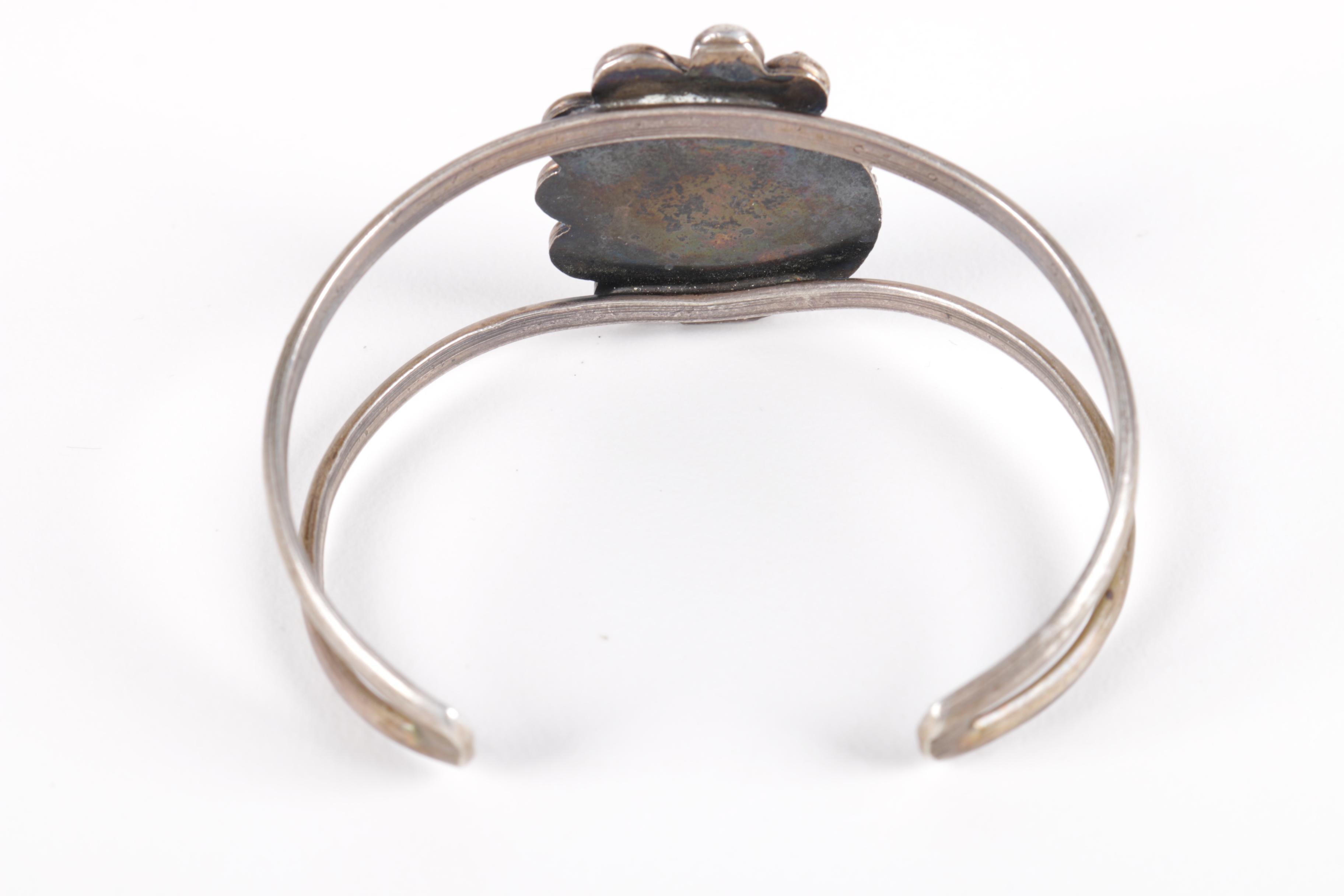 Native American Style Sterling Silver and Turquoise Cuff Bracelet