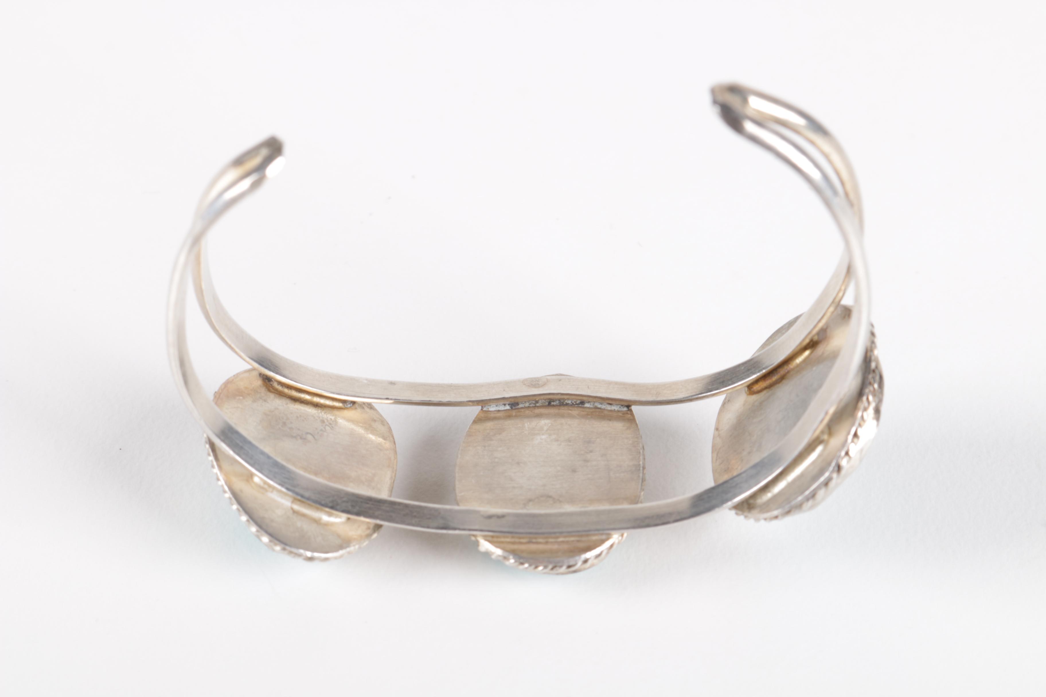 Native American Style Sterling Silver and Turquoise Cuff Bracelet