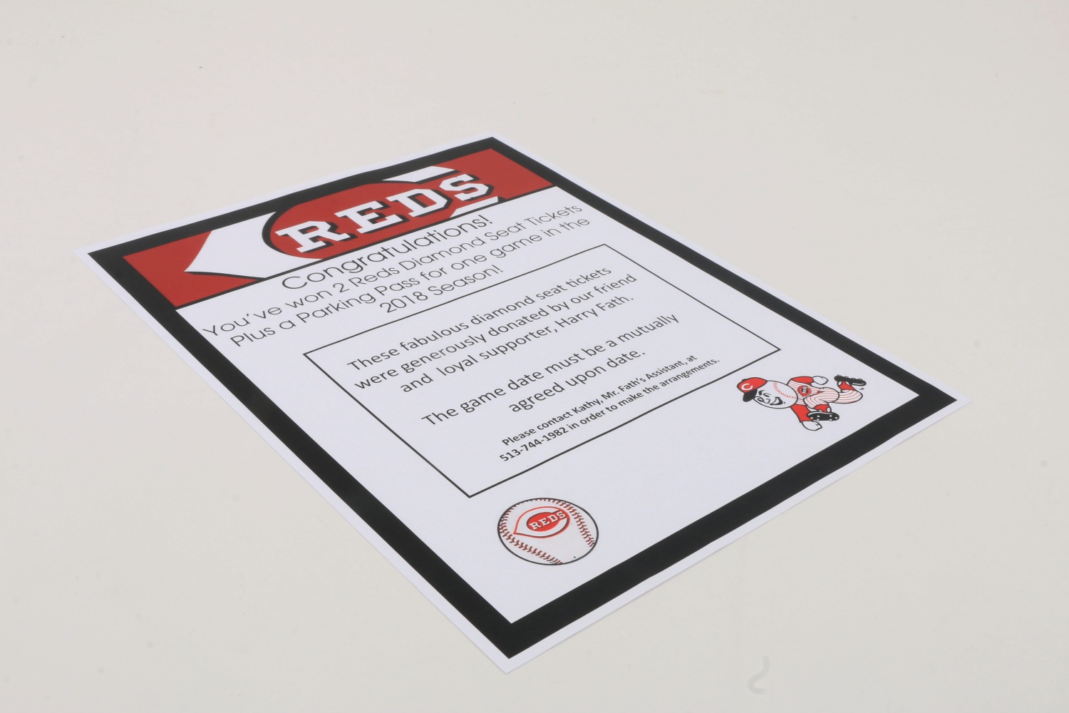 Two Cincinnati Reds Diamond Seat Tickets and Parking Pass for the 2018 Season