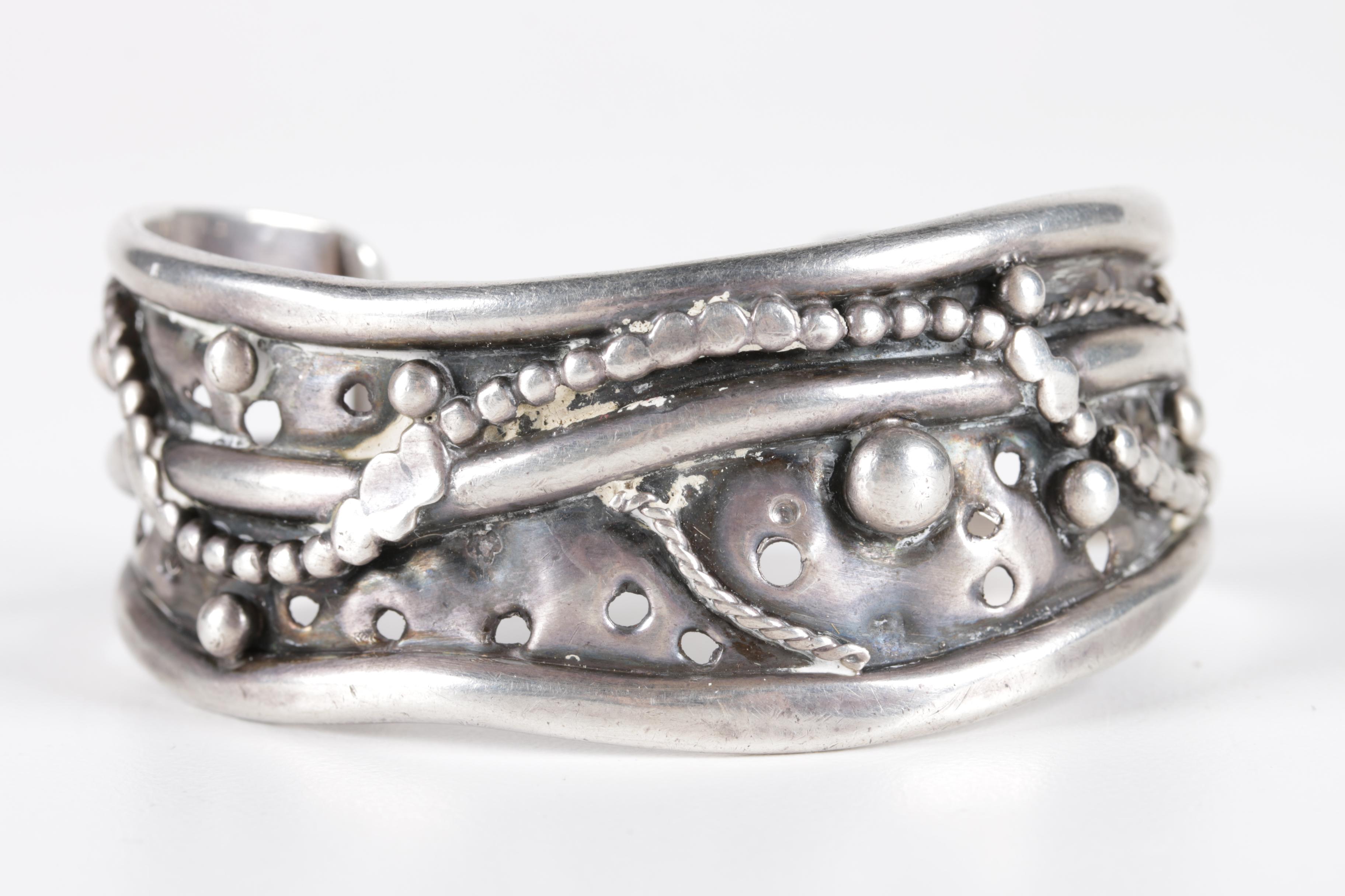 Sterling Silver Brutalist Style Cuff Bracelet