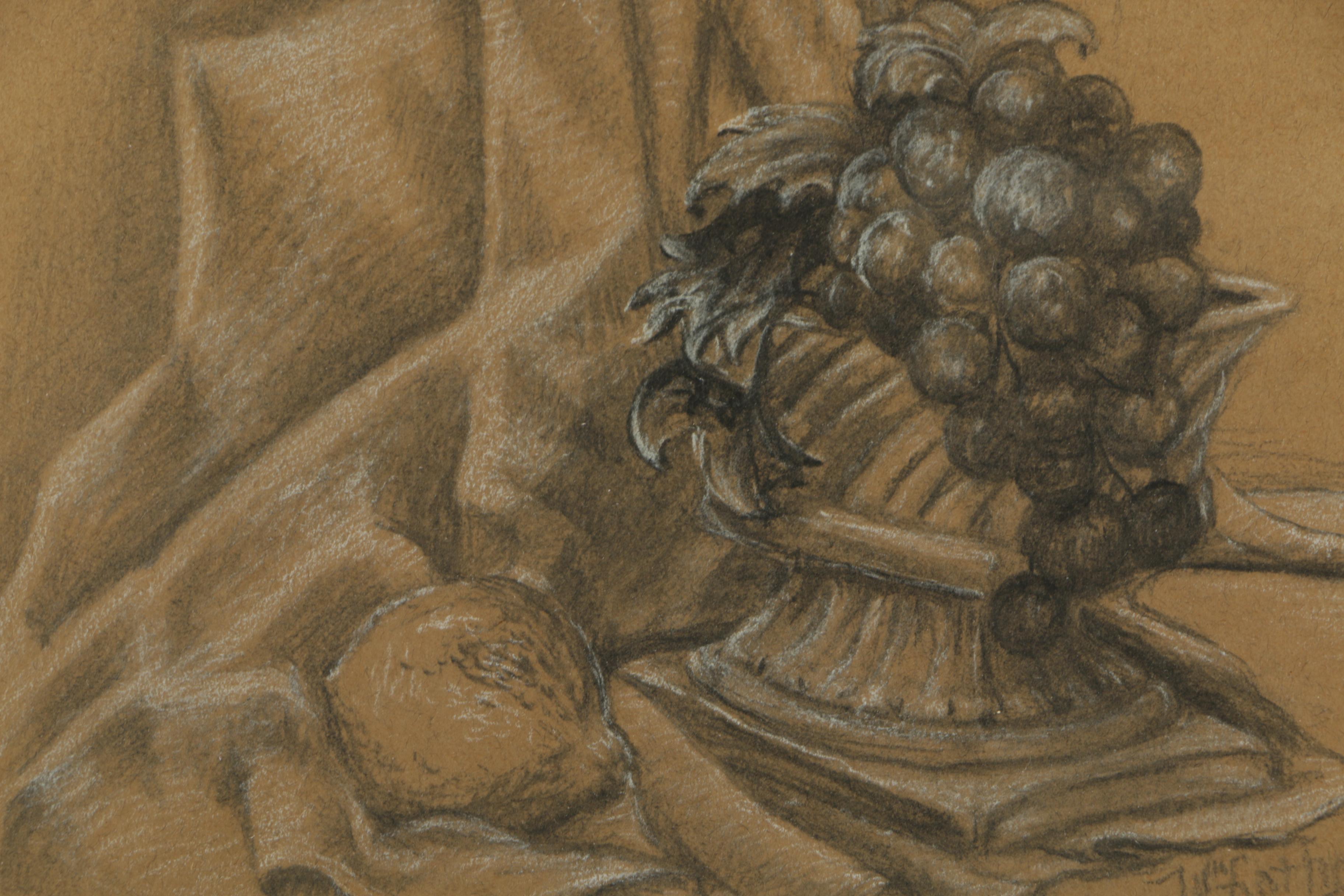 William Gotha 1967 Charcoal Drawing on Paper "Still Life"