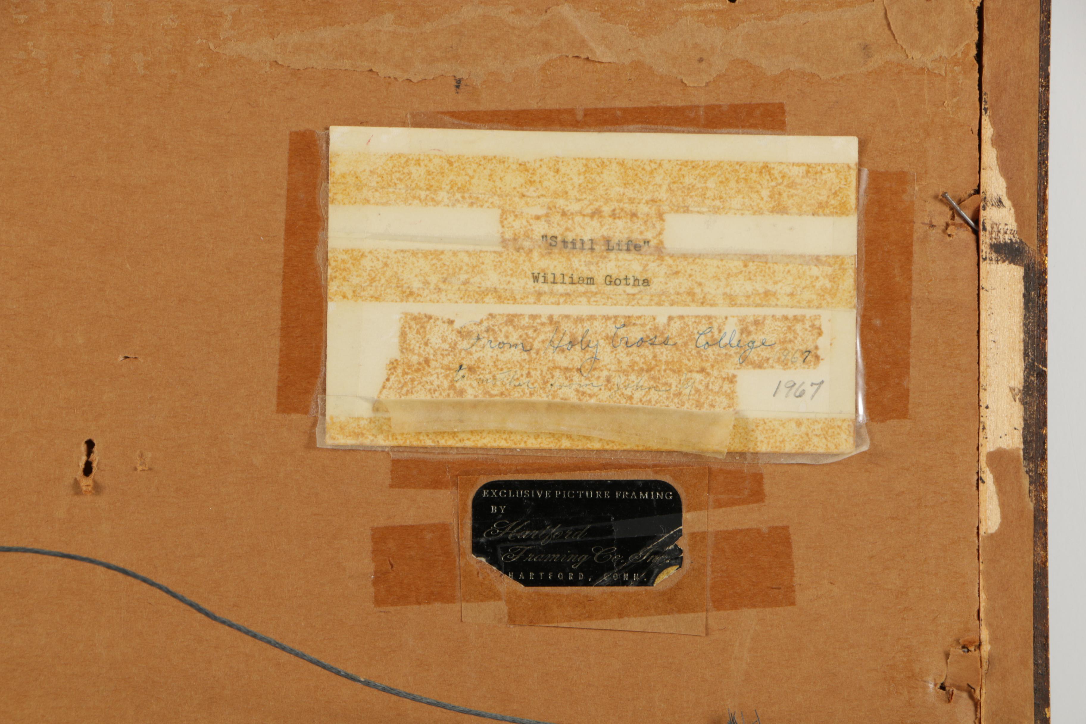 William Gotha 1967 Charcoal Drawing on Paper "Still Life"