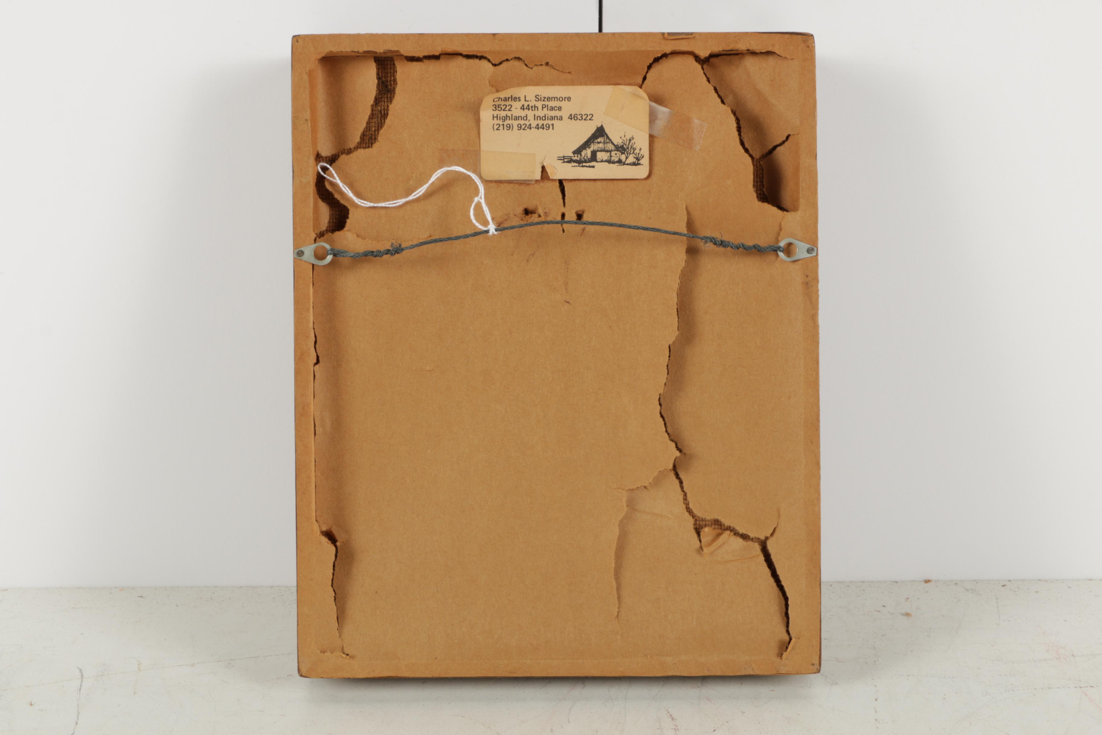 Charles L. Sizemore Signed Miniature Acrylic Painting of a Red Barn