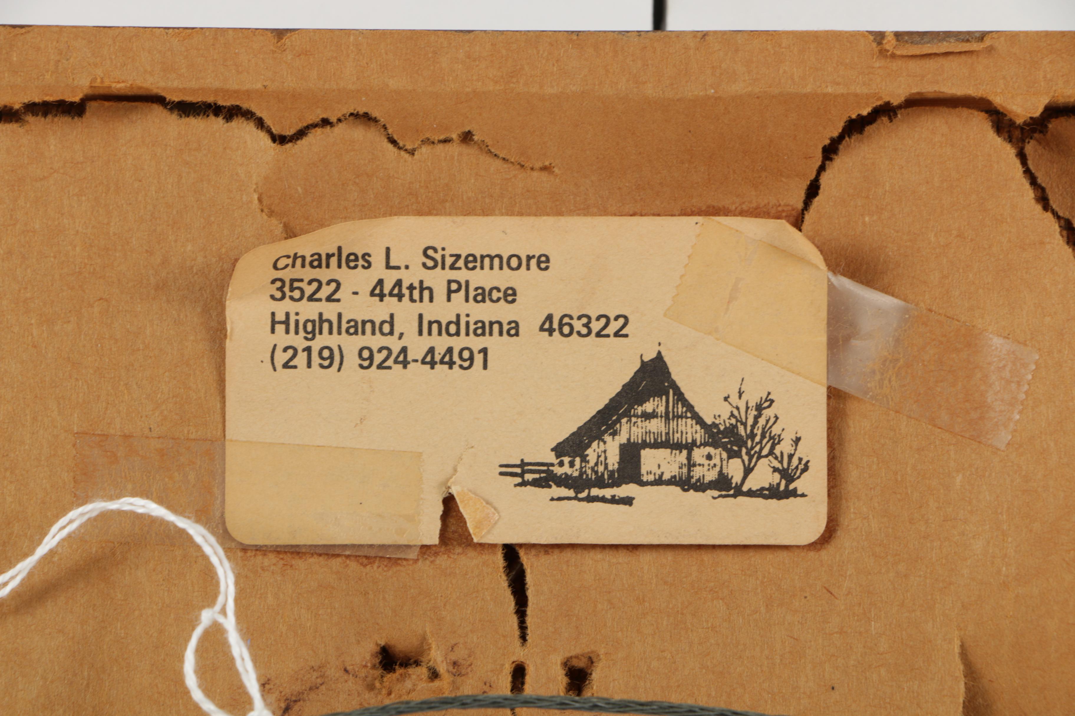 Charles L. Sizemore Signed Miniature Acrylic Painting of a Red Barn