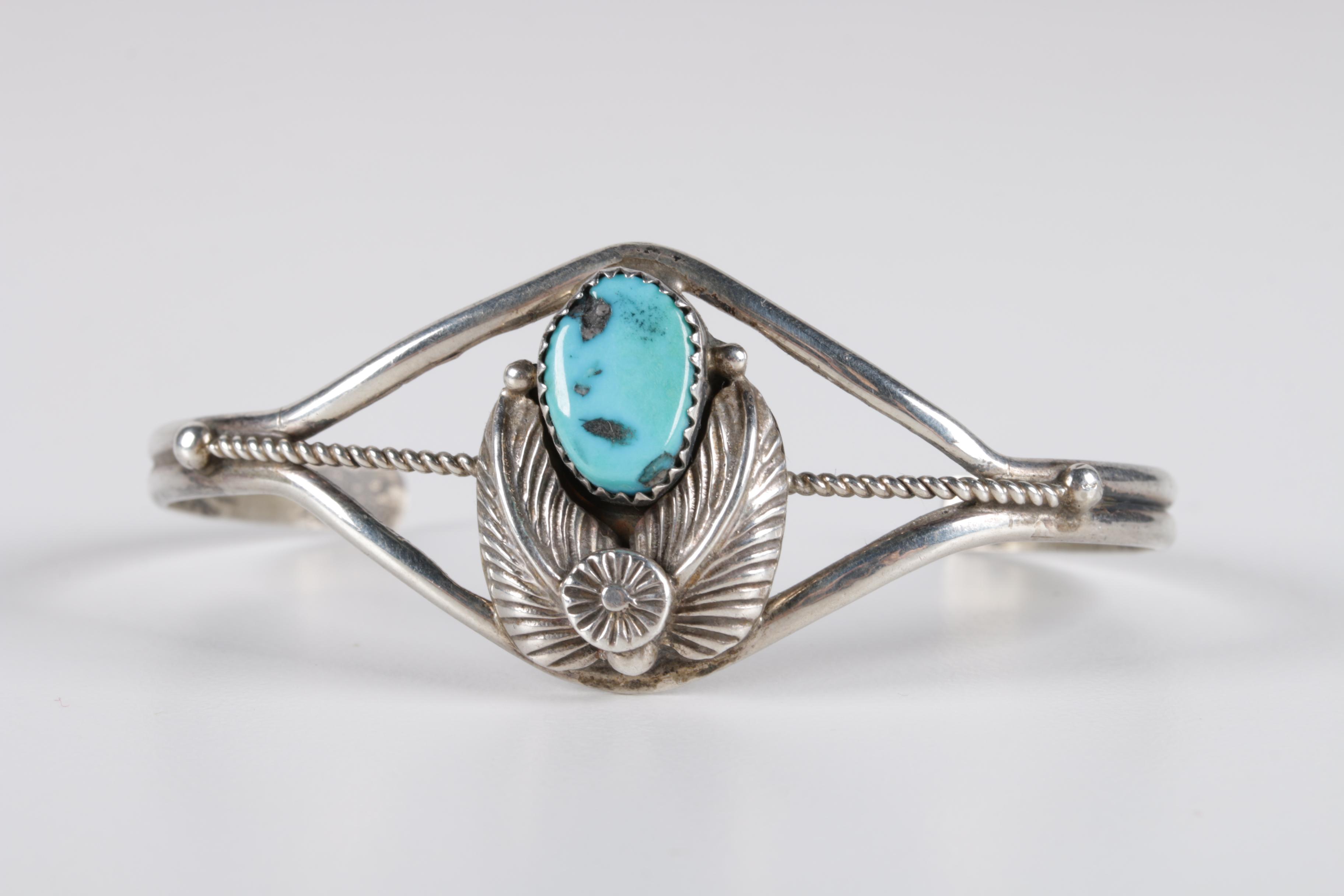 Native American Style Sterling Silver and Turquoise Bracelet and Ring