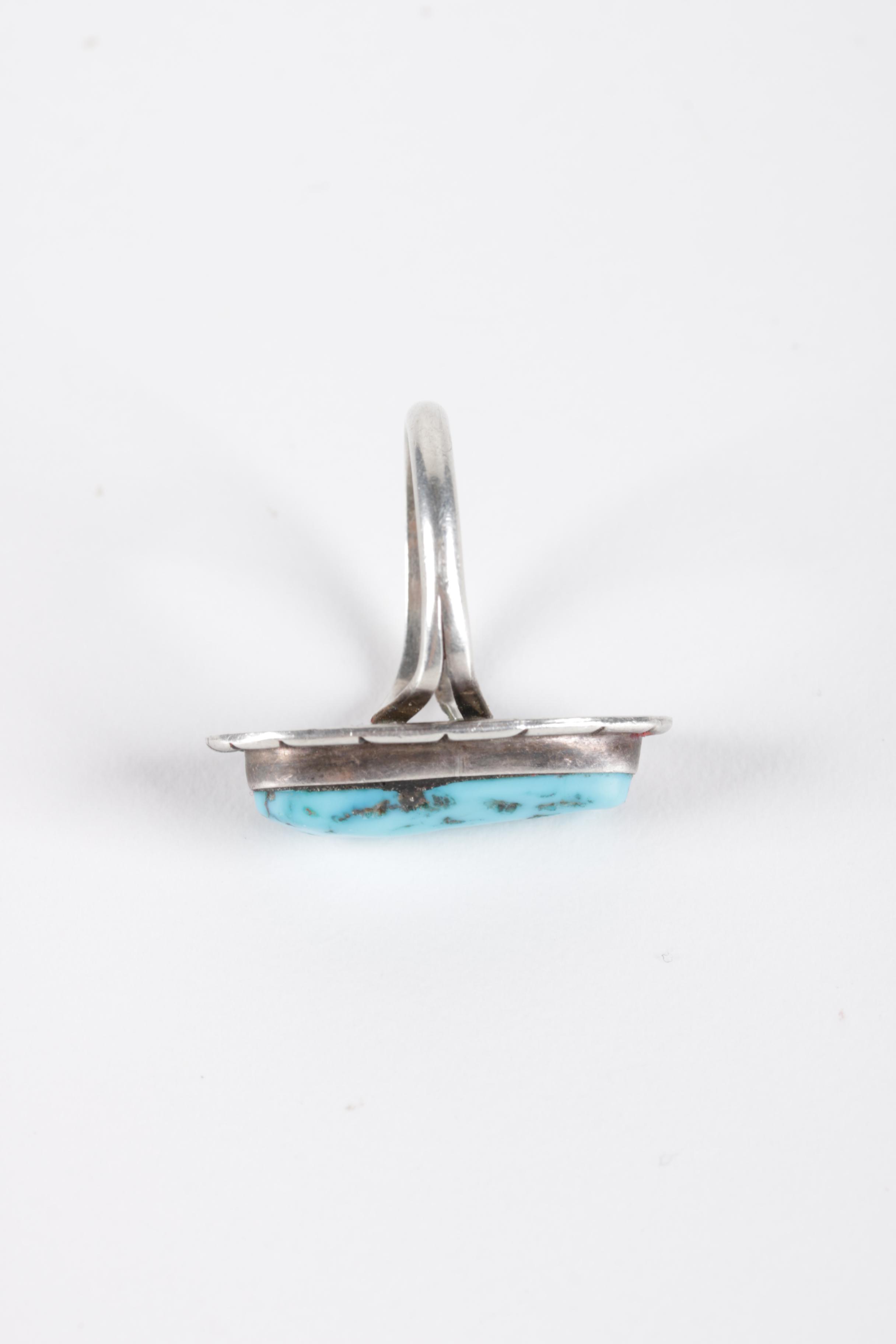 Native American Style Sterling Silver and Turquoise Bracelet and Ring