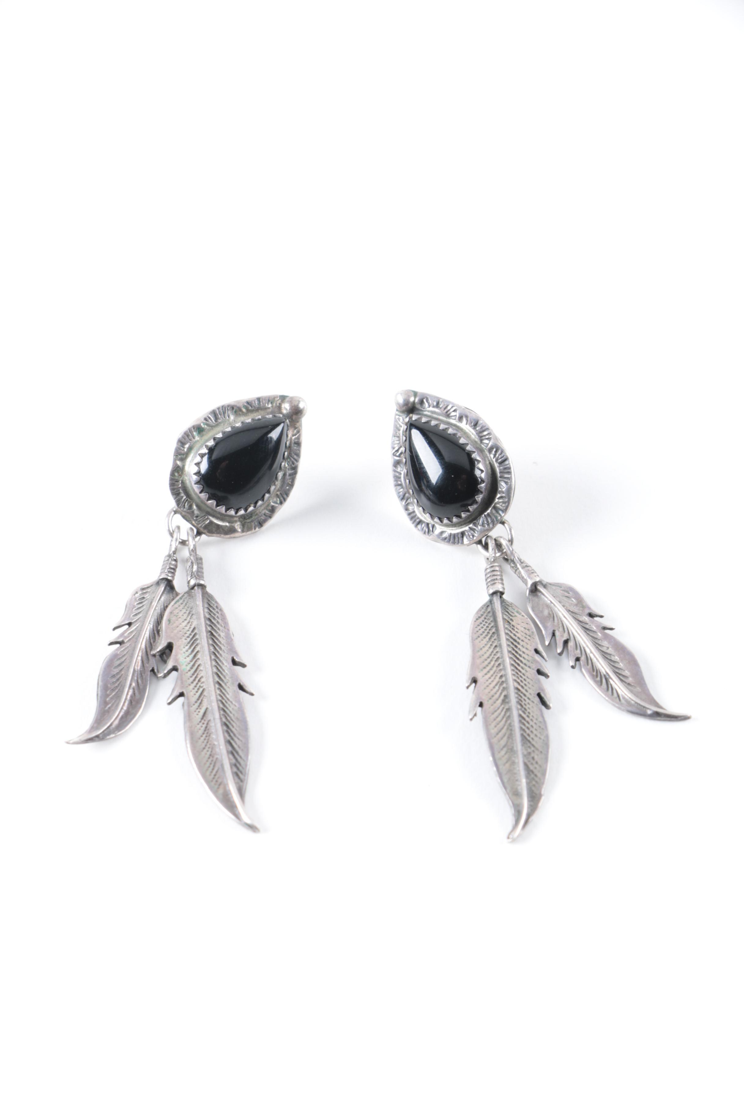 Native American Style Sterling Silver Cuff and Earrings with Natural Stones