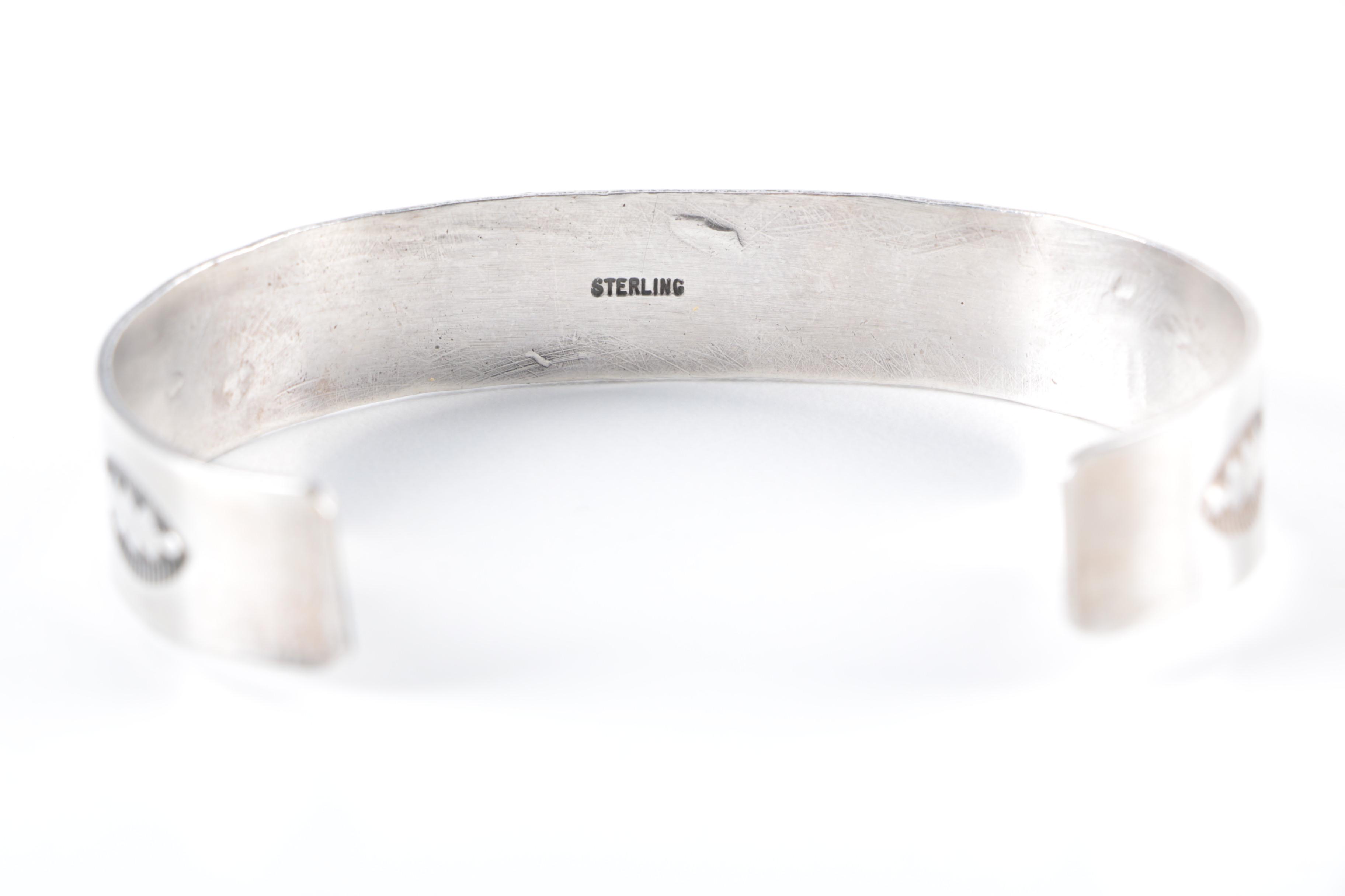 Native American Style Sterling Silver Cuff and Earrings with Natural Stones