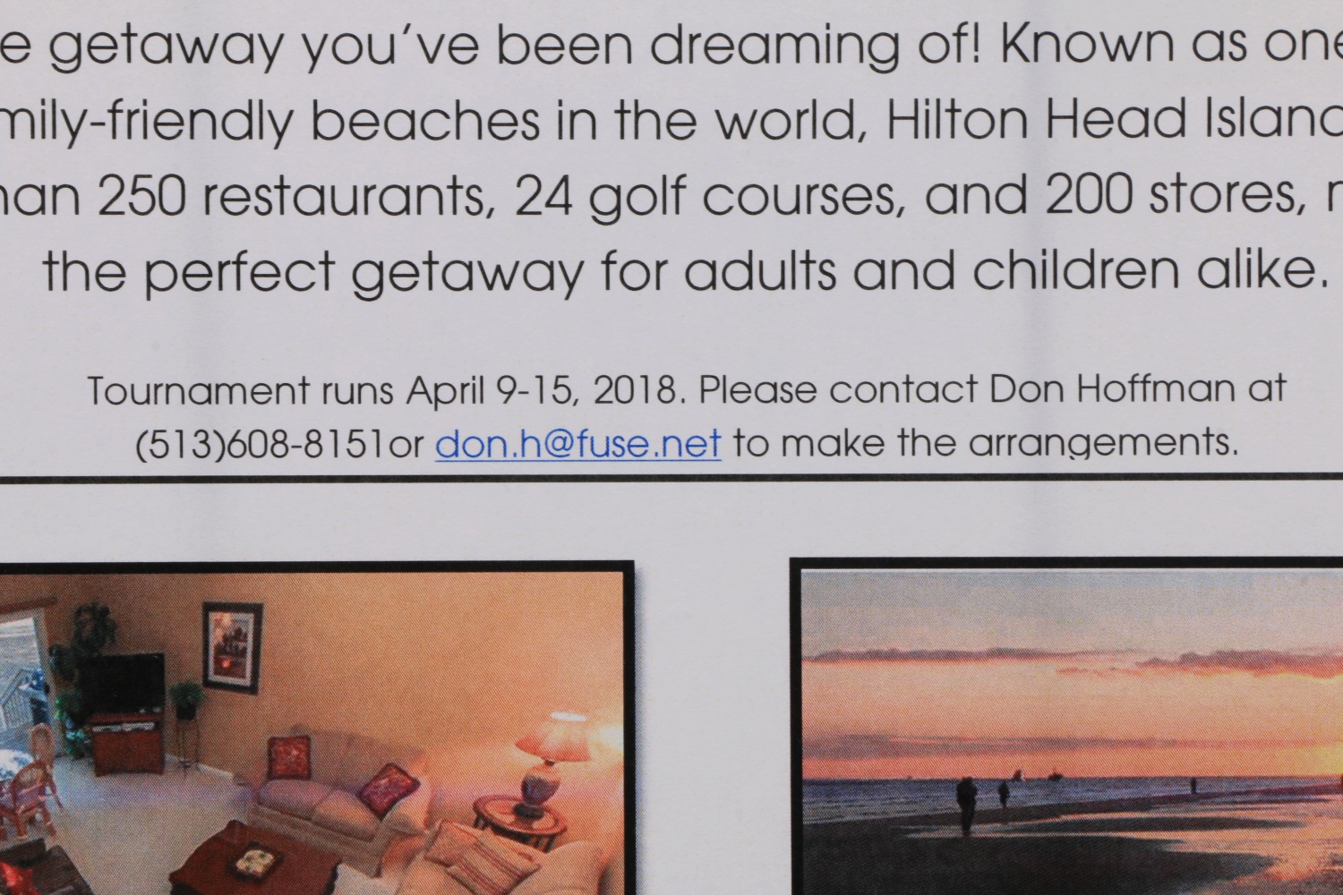 One Week Hilton Head, SC Condo Vacation During the RBC Heritage Golf Tournament