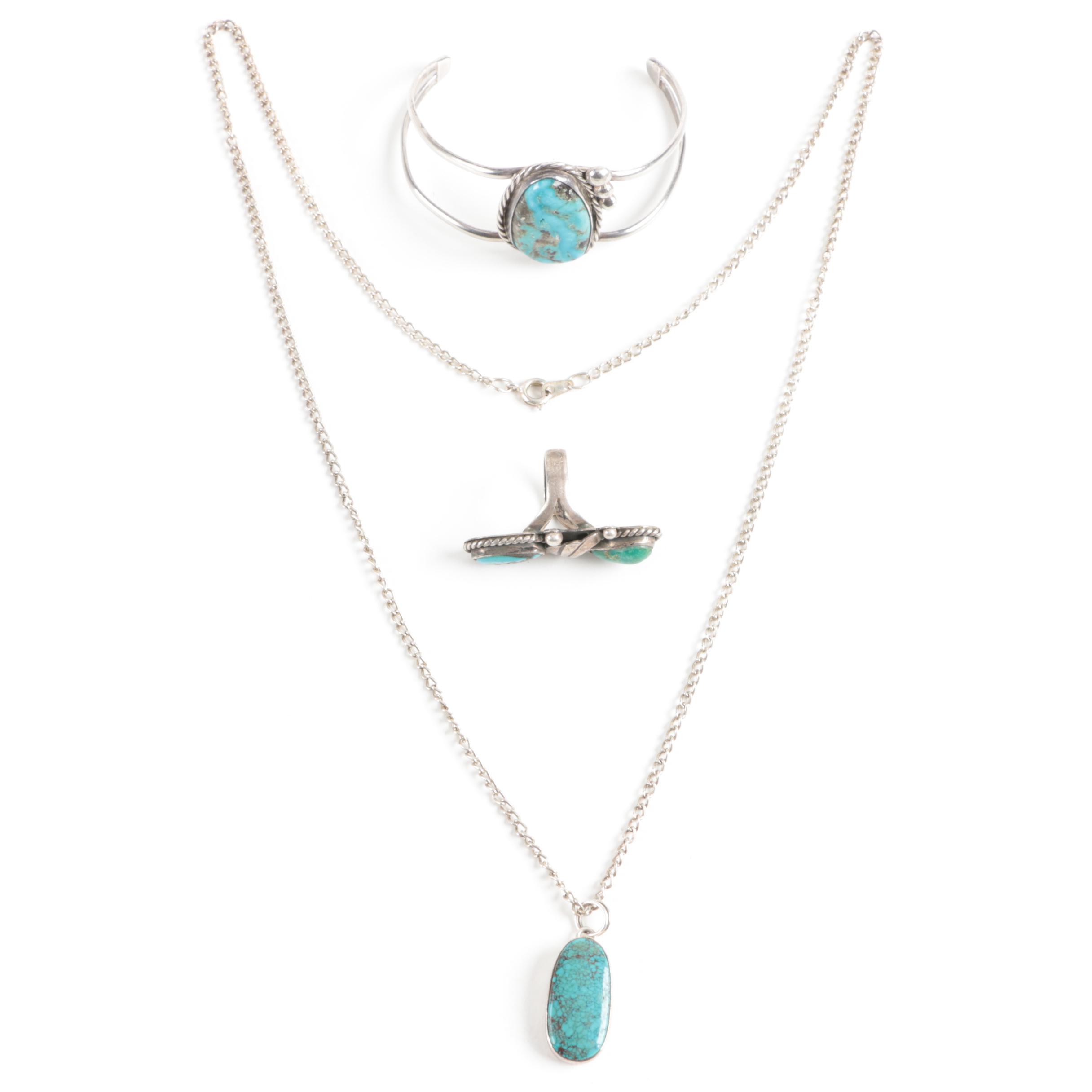 Native American Style Sterling Silver Turquoise Jewelry