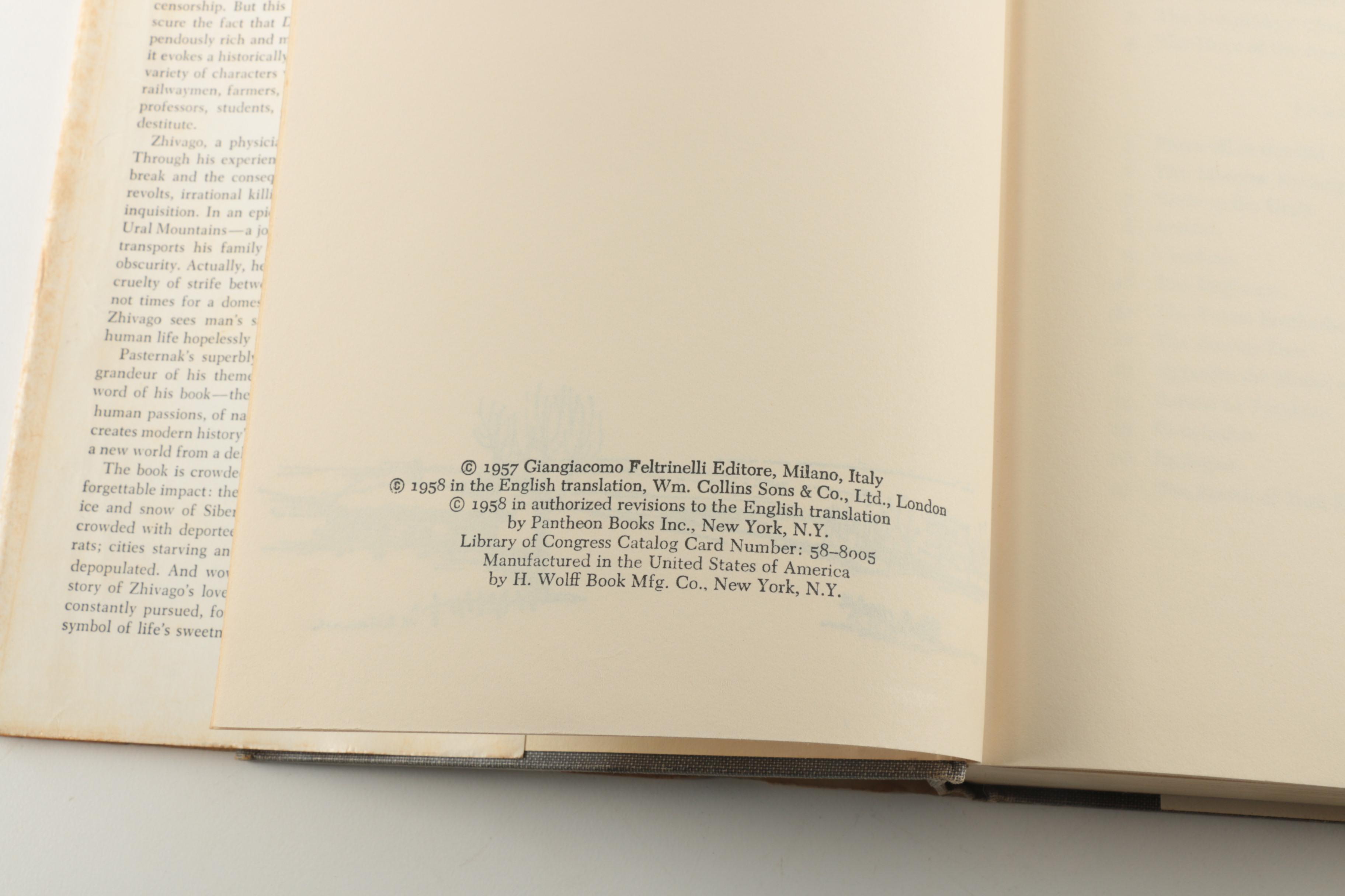 Early American Edition "Doctor Zhivago" and Modern Library Books