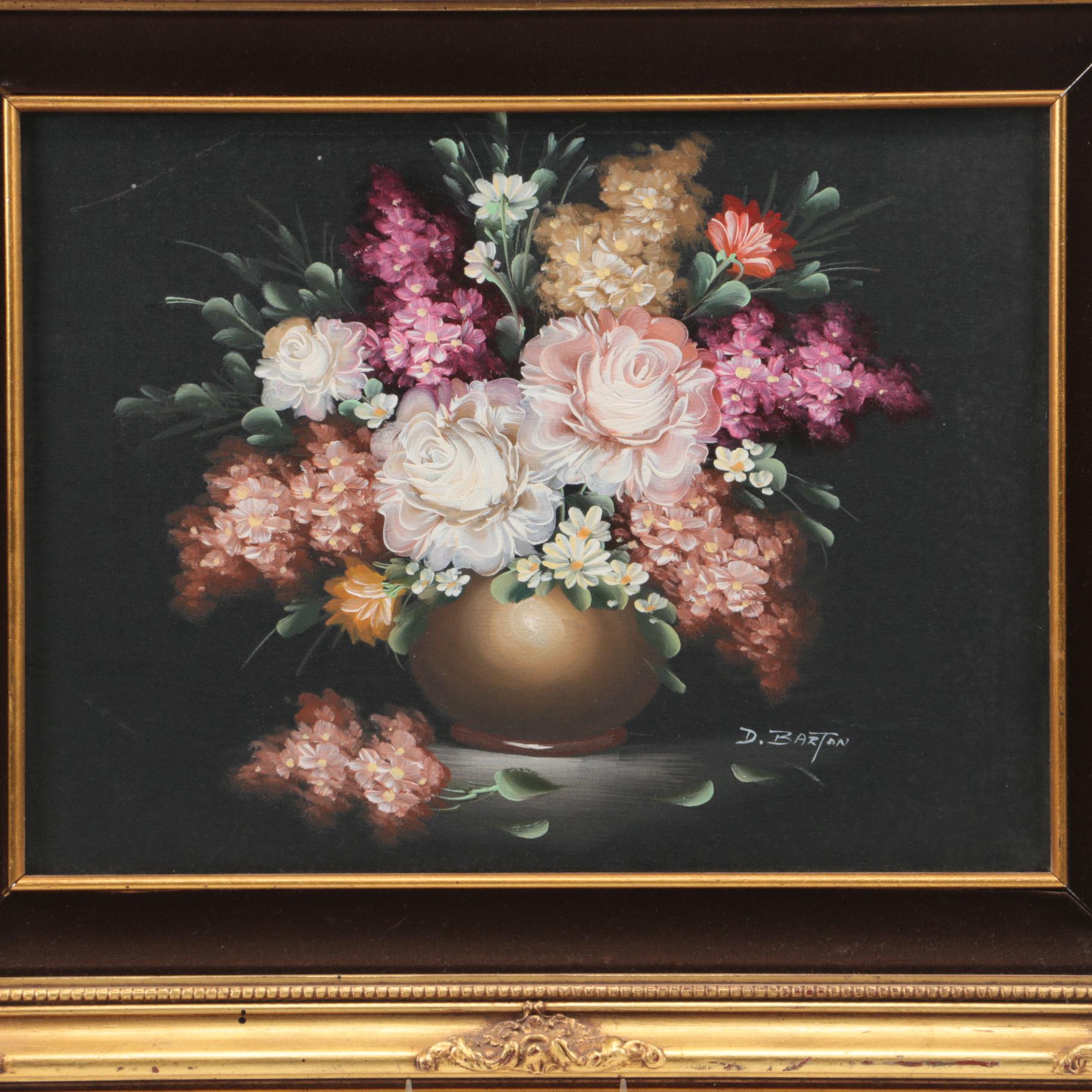 D. Barton Oil Painting on Canvas of a Floral Still Life