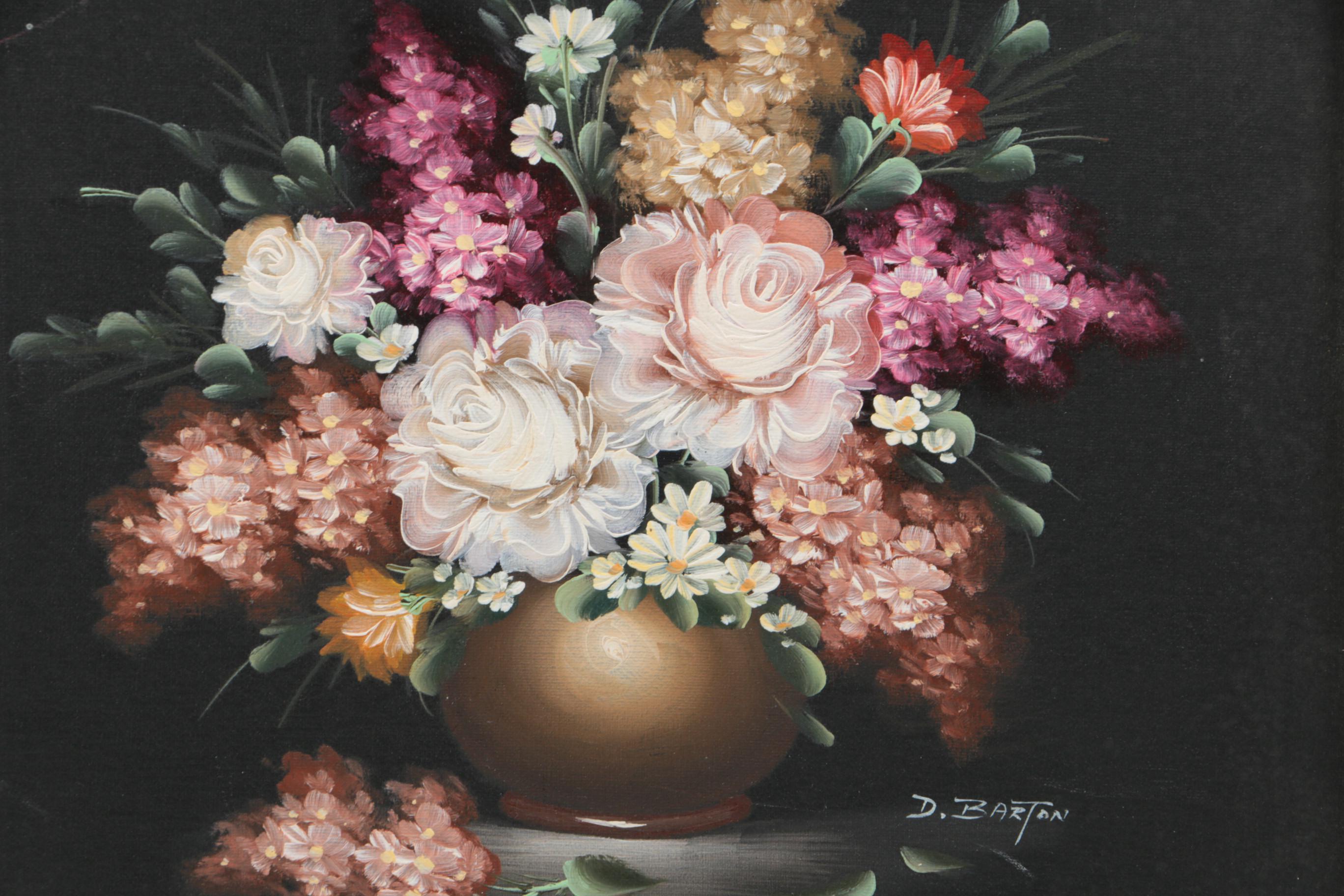 D. Barton Oil Painting on Canvas of a Floral Still Life