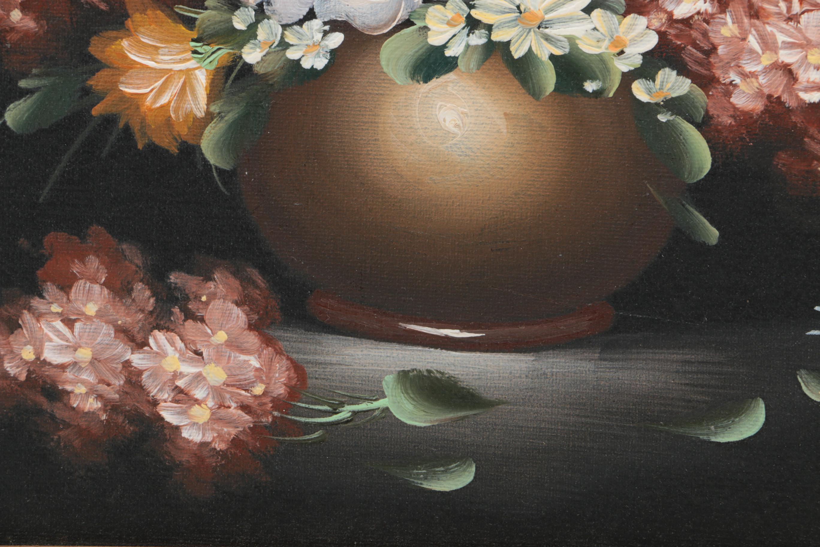 D. Barton Oil Painting on Canvas of a Floral Still Life