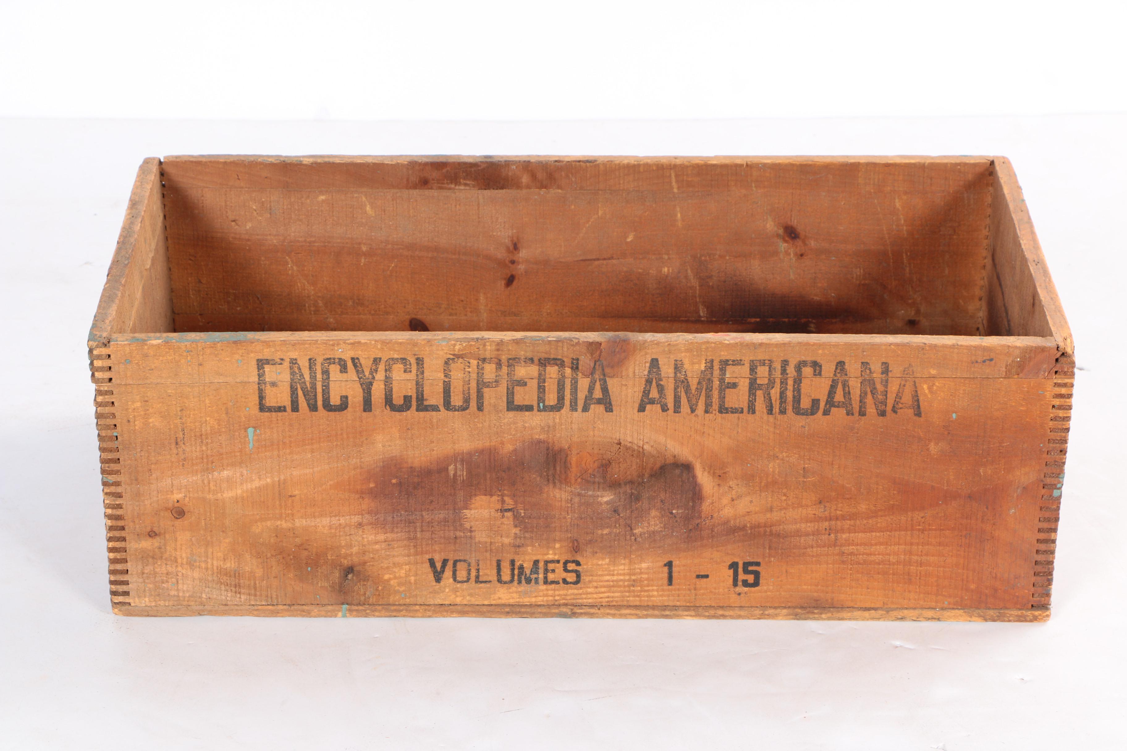 Vintage Wooden "Encyclopedia Americana" Crate
