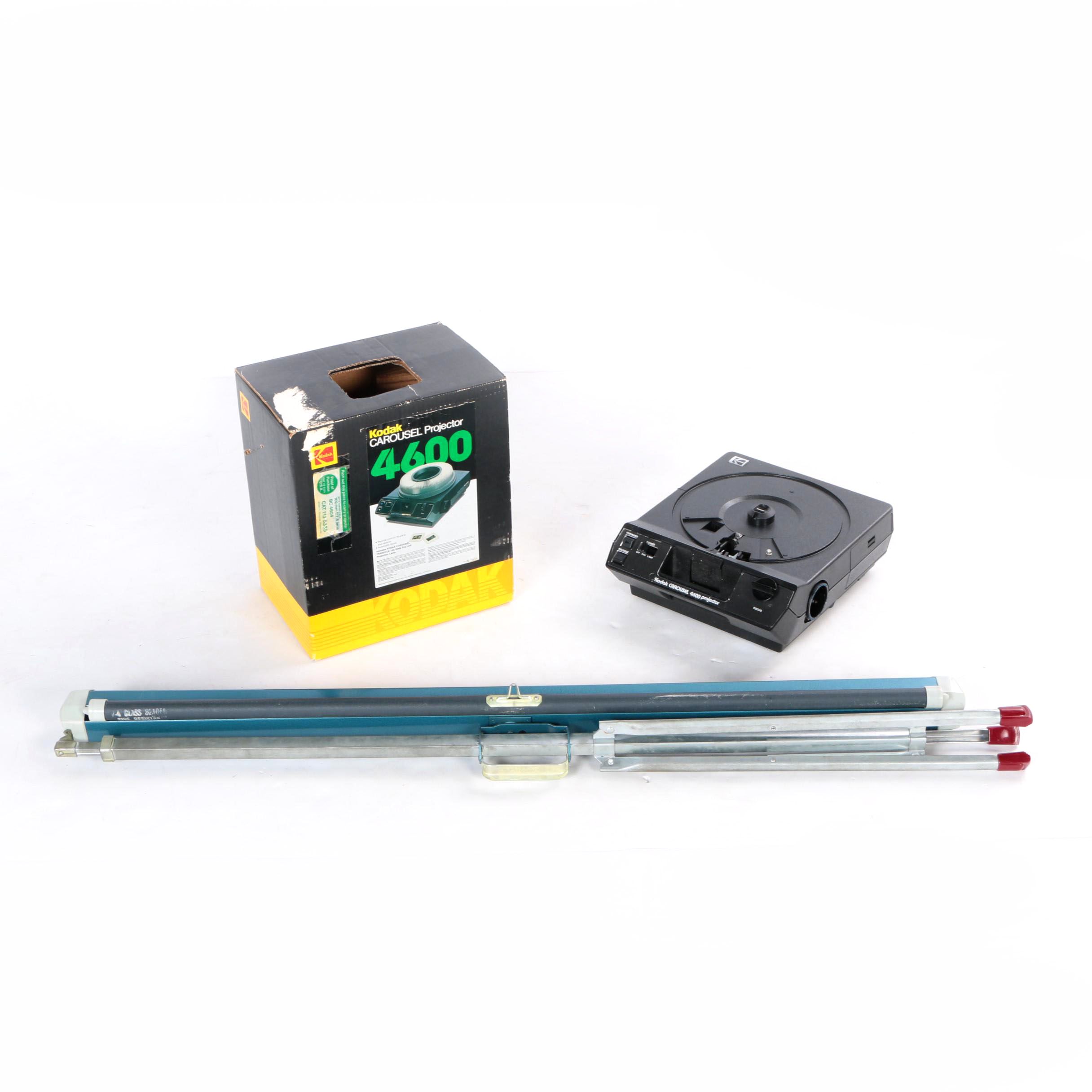 Vintage Kodak Carousel Projector with Da-Lite Projection Screen