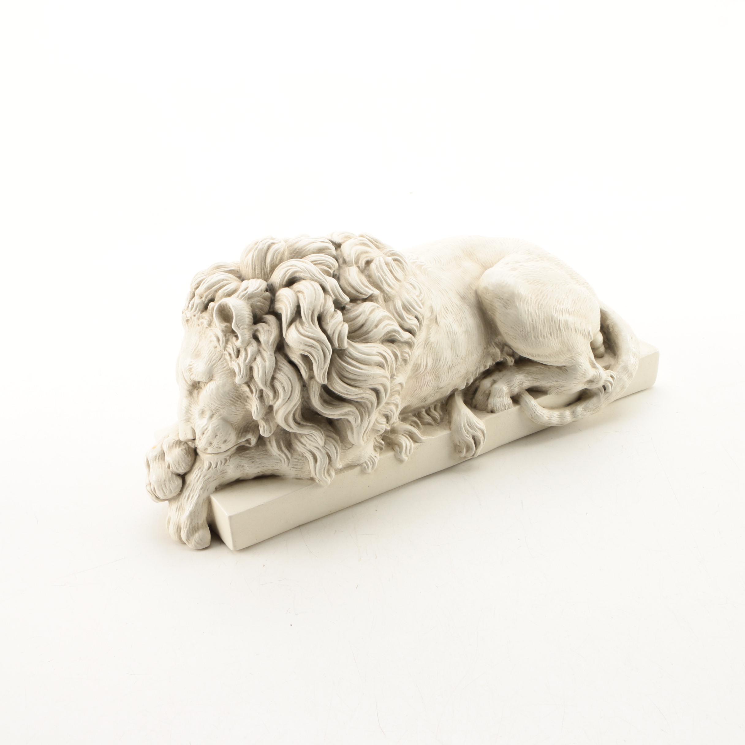 Sleeping Lion Figurine After Antonio Canova