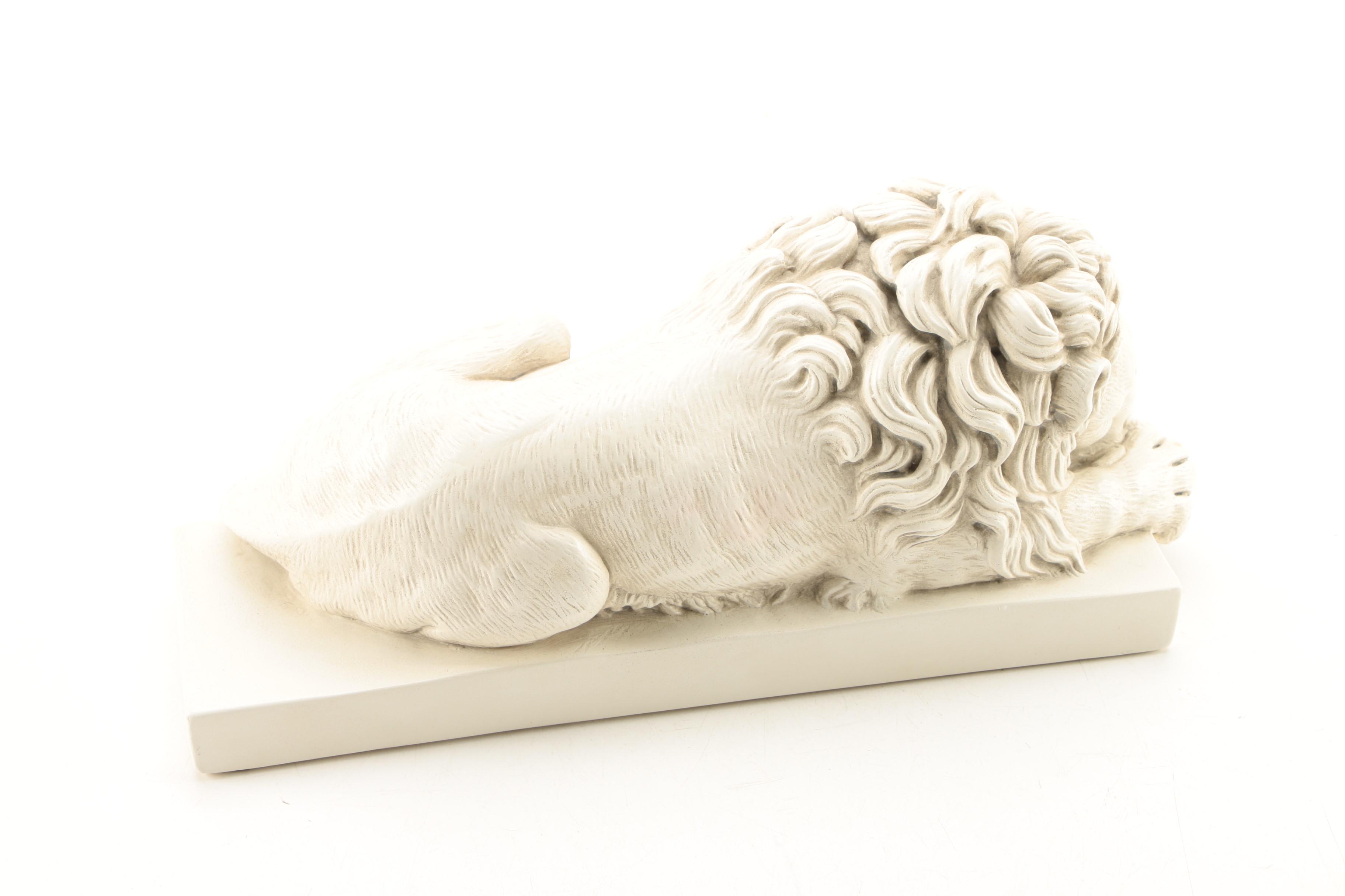 Sleeping Lion Figurine After Antonio Canova