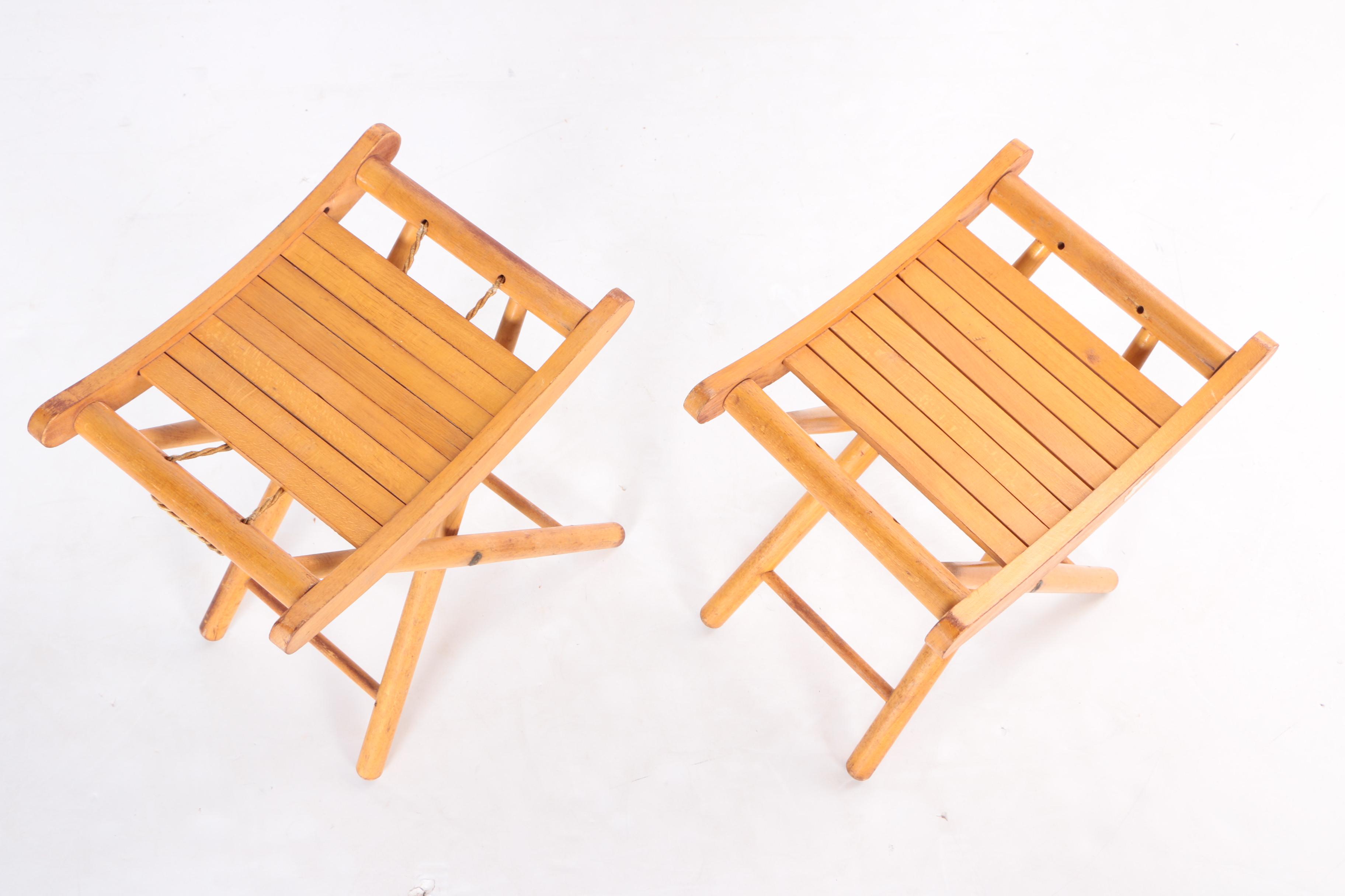 Pair of Folding Wooden Luggage Racks