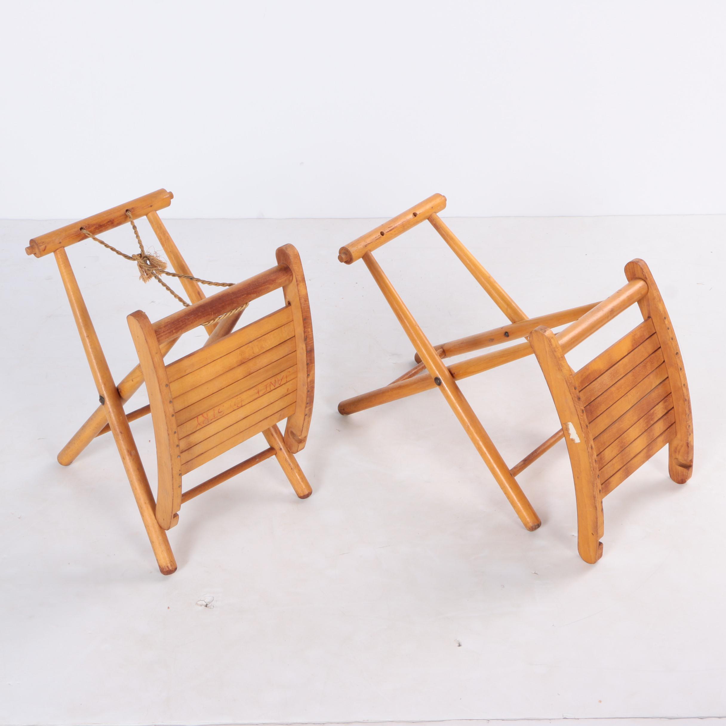 Pair of Folding Wooden Luggage Racks