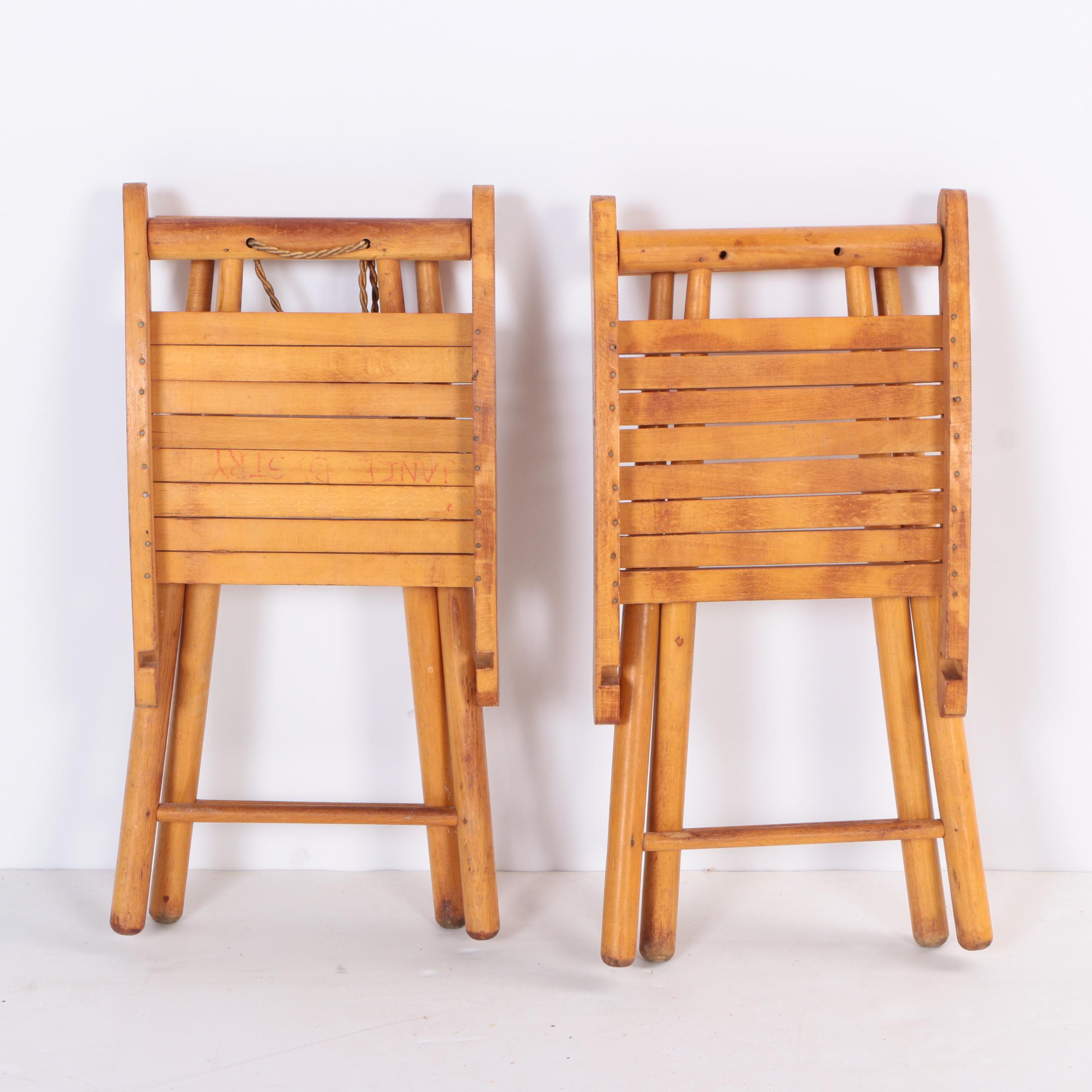 Pair of Folding Wooden Luggage Racks
