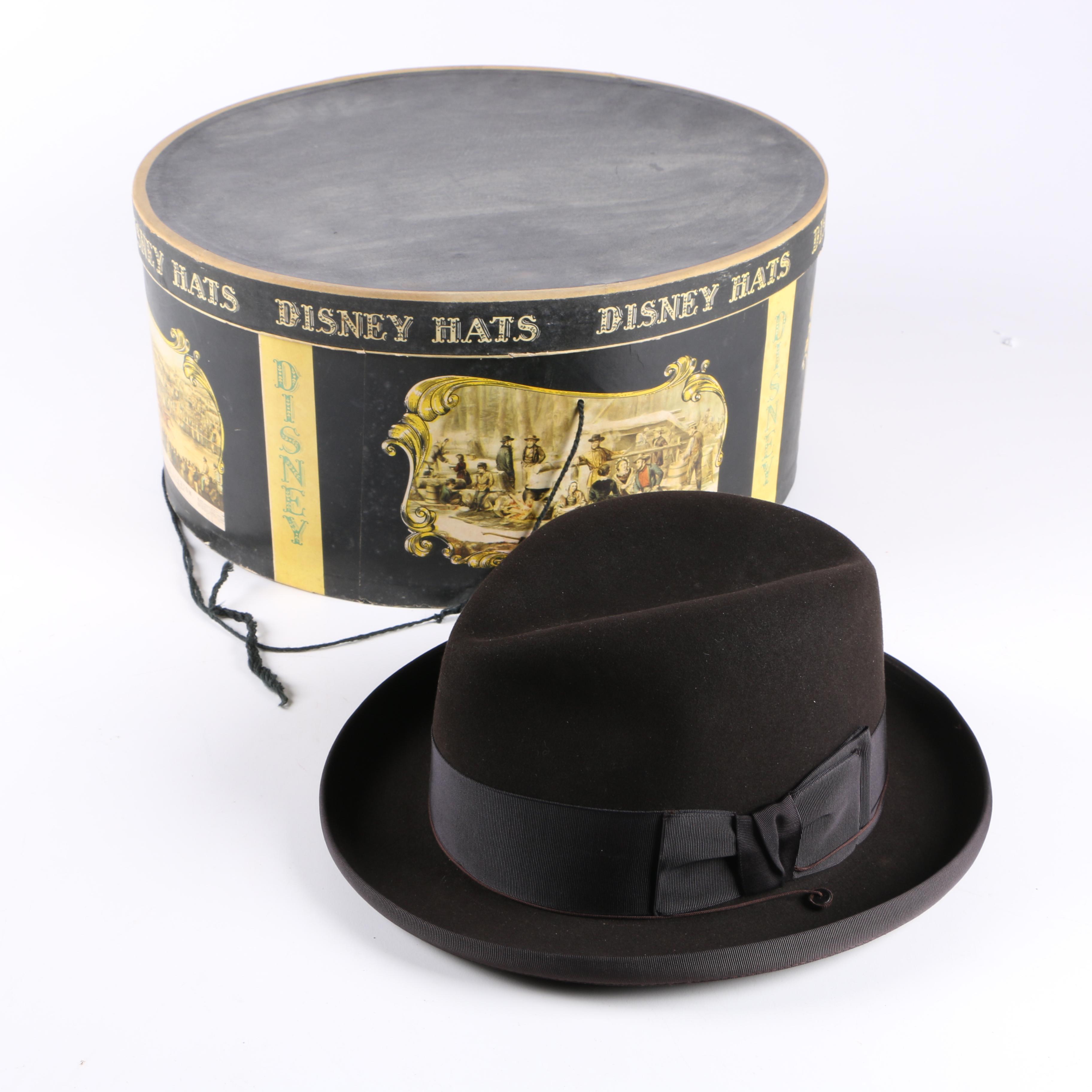 Vintage Disney Felted Fur Trilby Hat and Hatbox