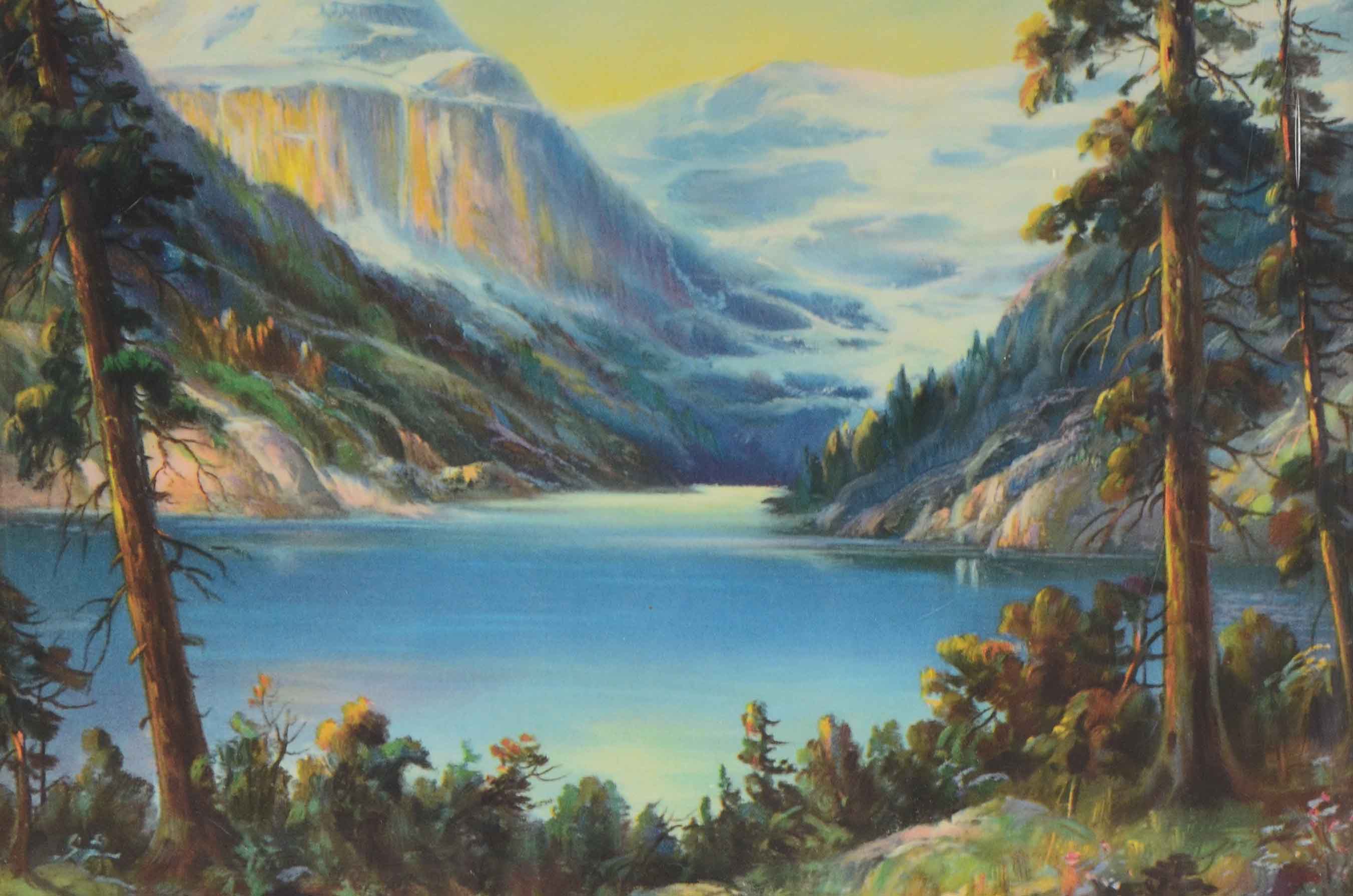 Offset Lithograph in Victorian Grape Motif Frame