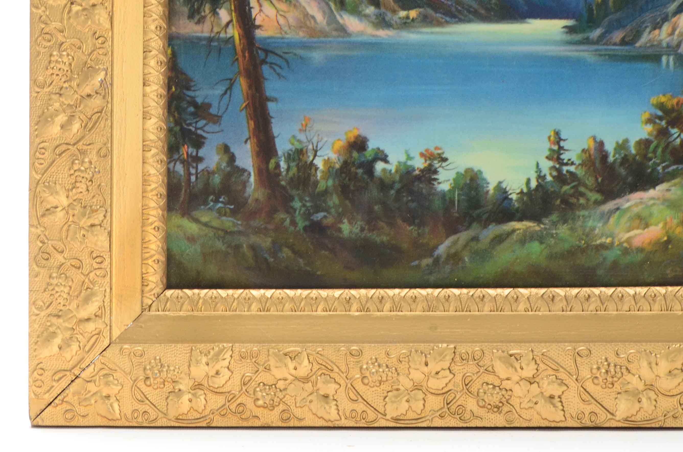 Offset Lithograph in Victorian Grape Motif Frame