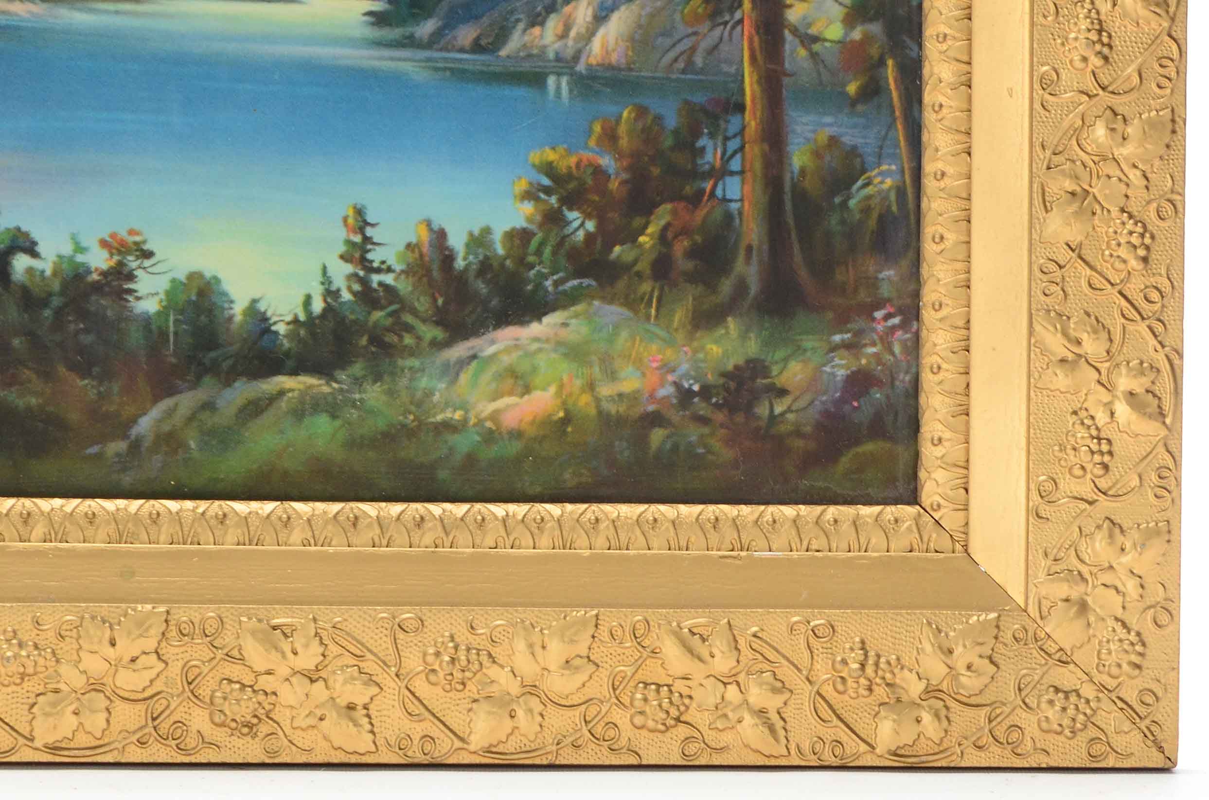 Offset Lithograph in Victorian Grape Motif Frame