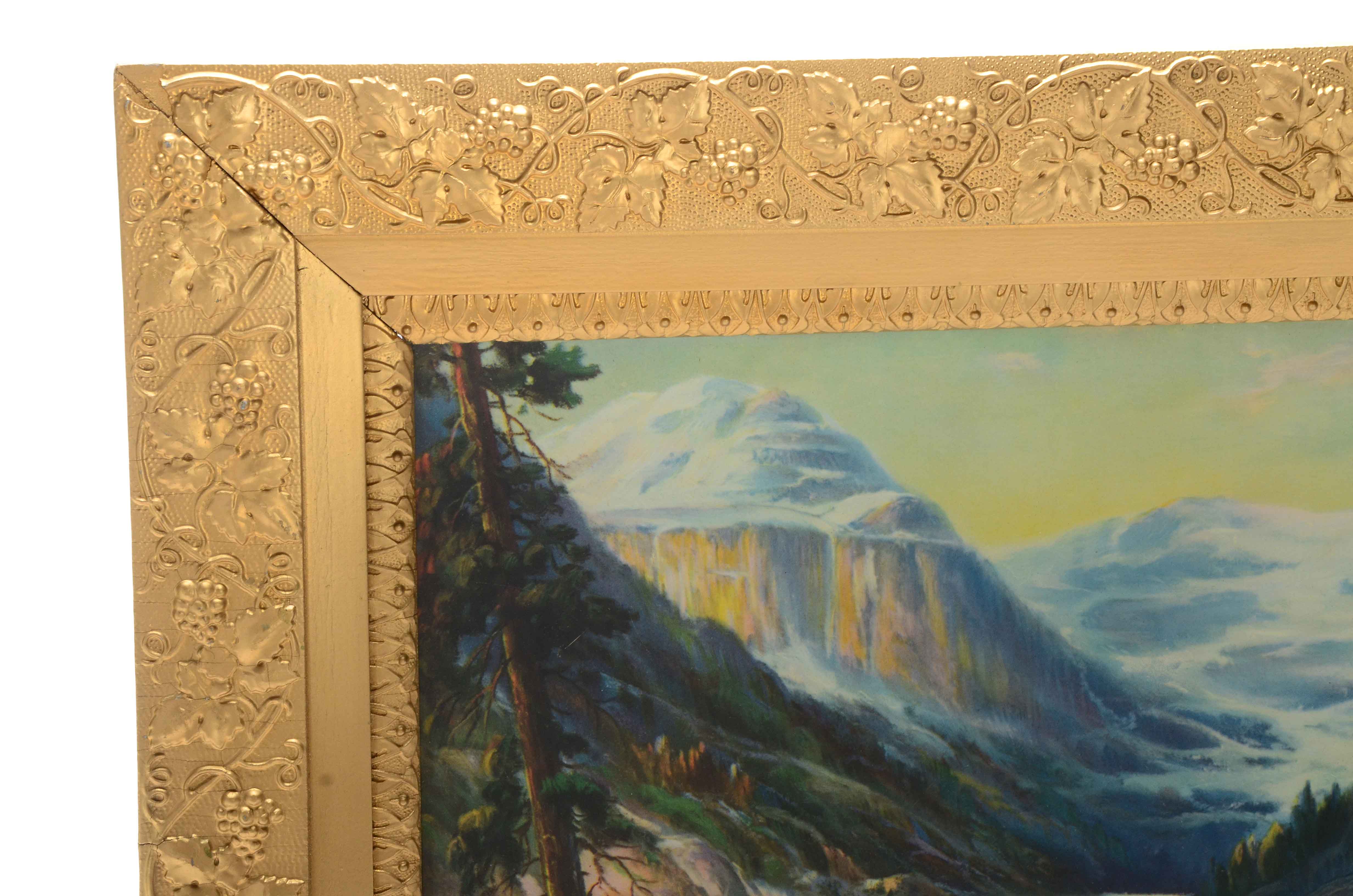 Offset Lithograph in Victorian Grape Motif Frame