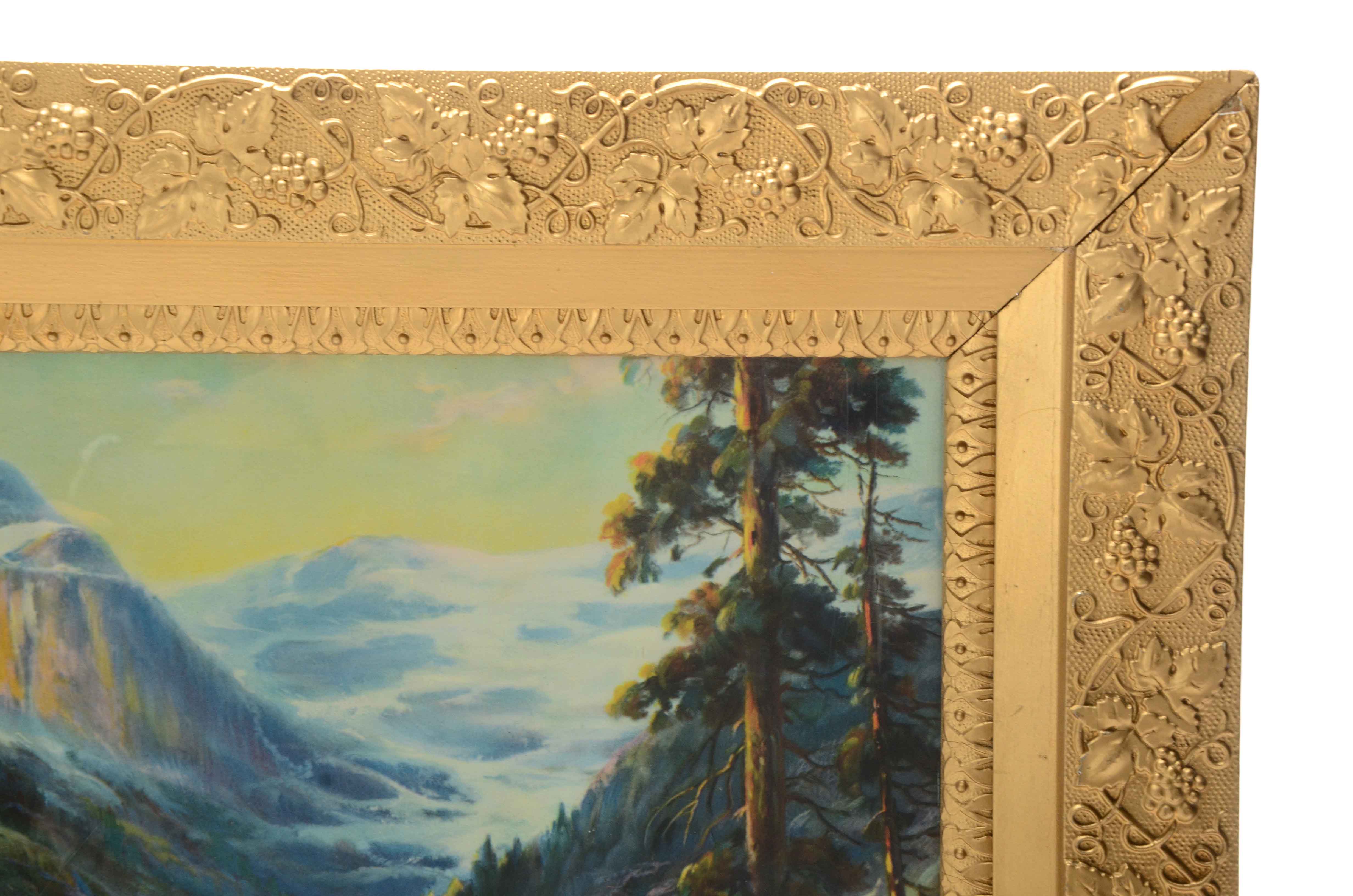 Offset Lithograph in Victorian Grape Motif Frame