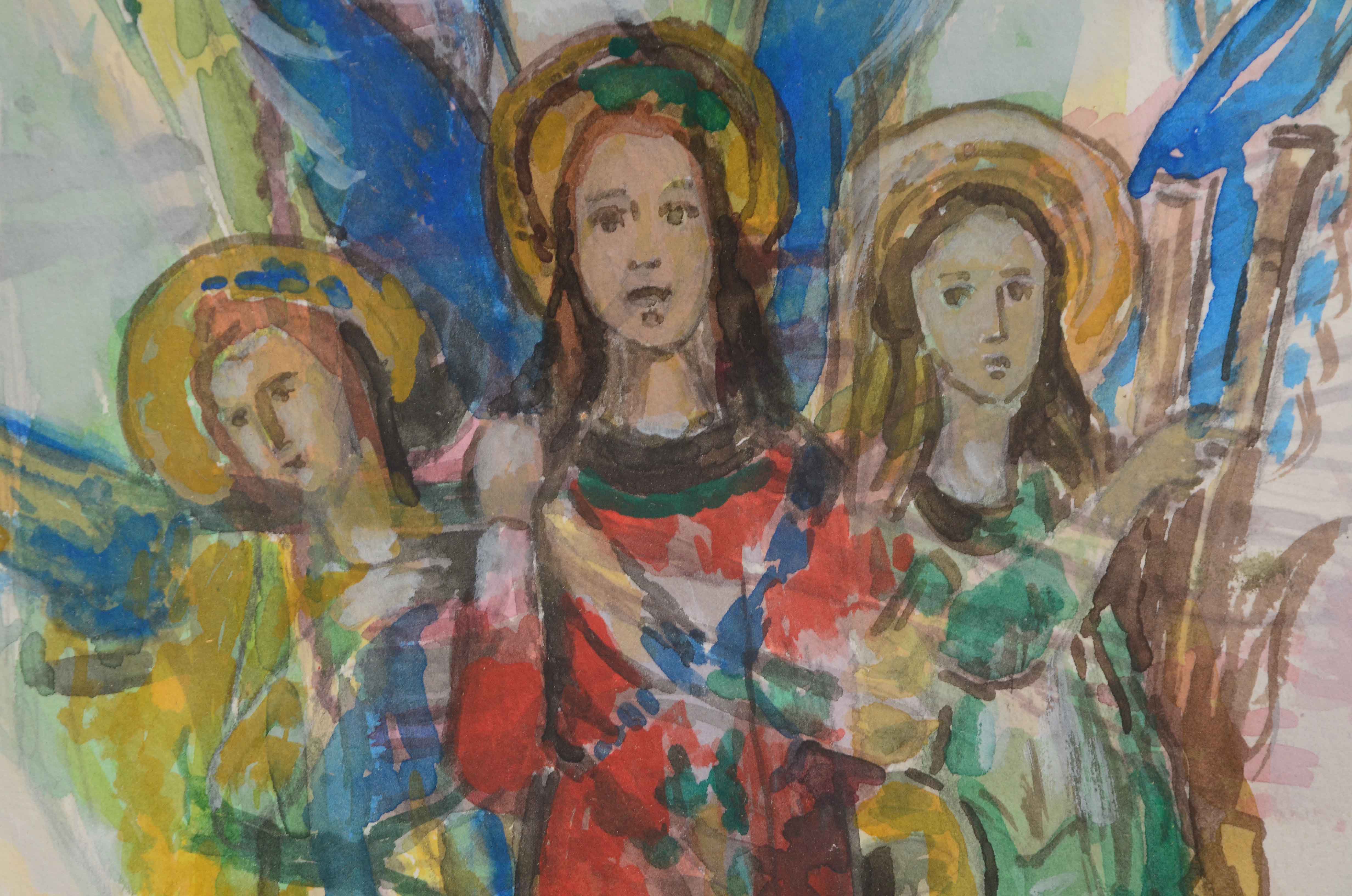 Robert Lahmann Watercolor Copy Painting of "The Voices of Evening" by Moreau