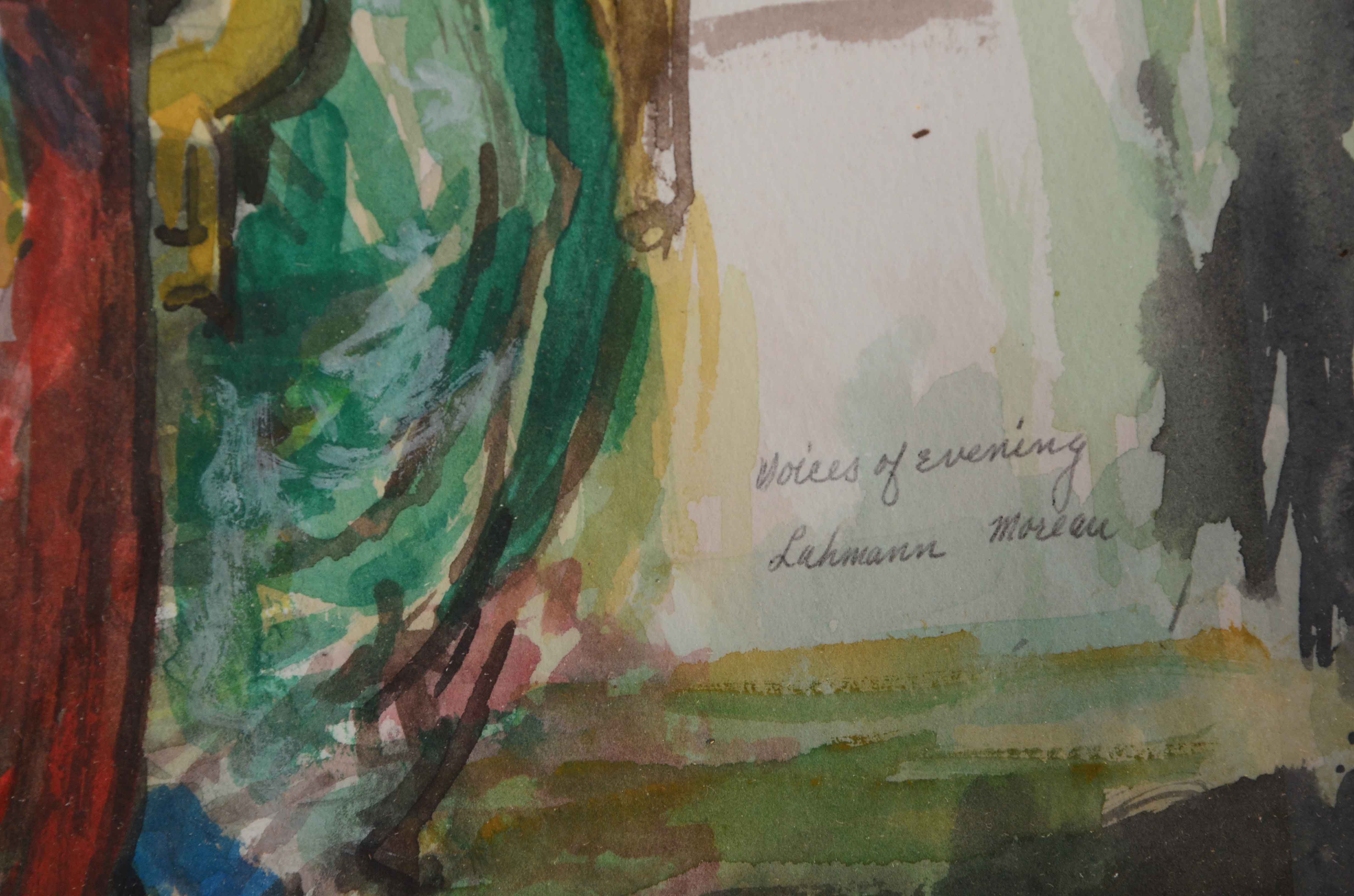 Robert Lahmann Watercolor Copy Painting of "The Voices of Evening" by Moreau