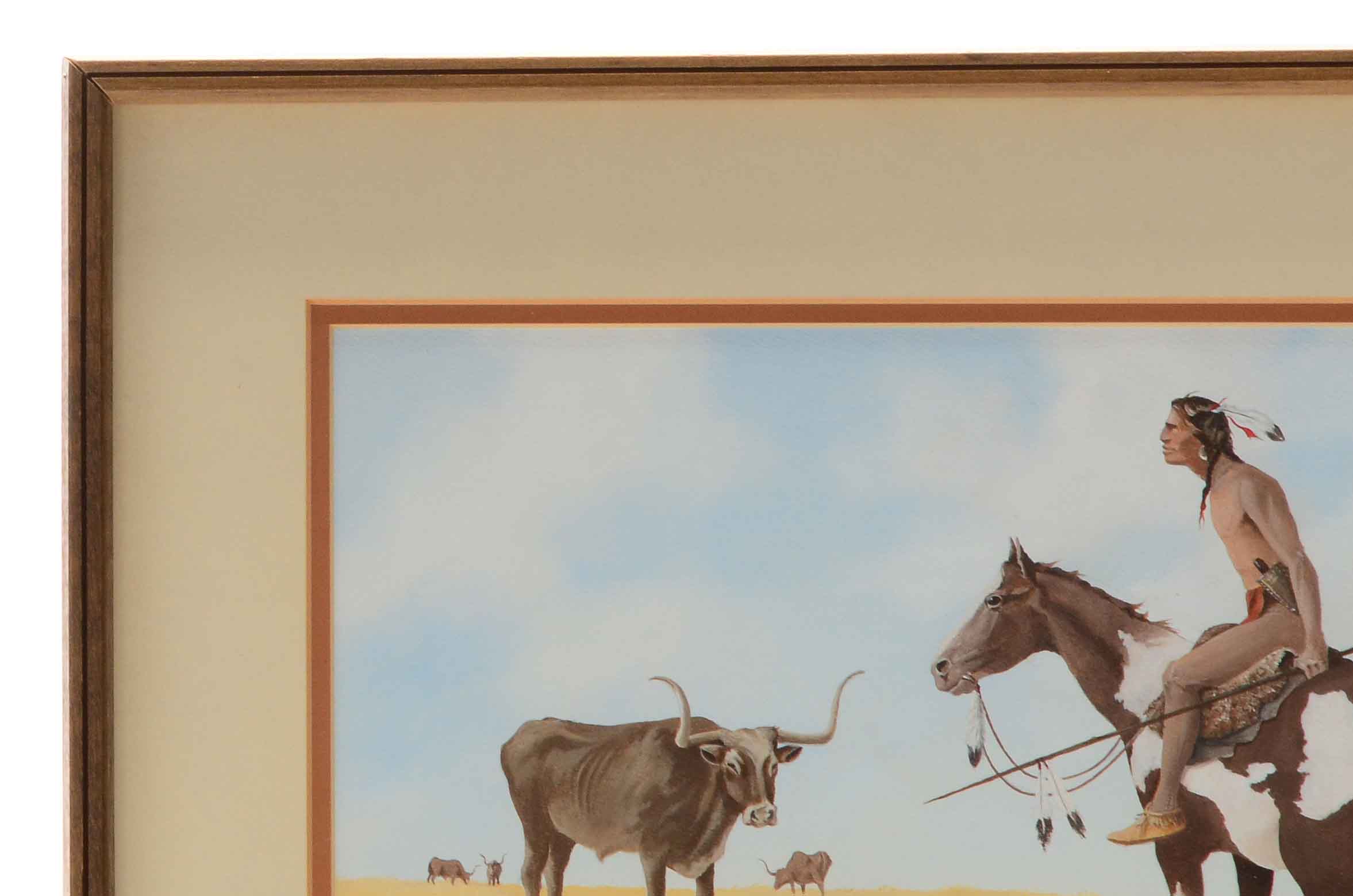 Murl Rush Signed Original Gouache and Watercolor Painting "White Man's Buffalo"