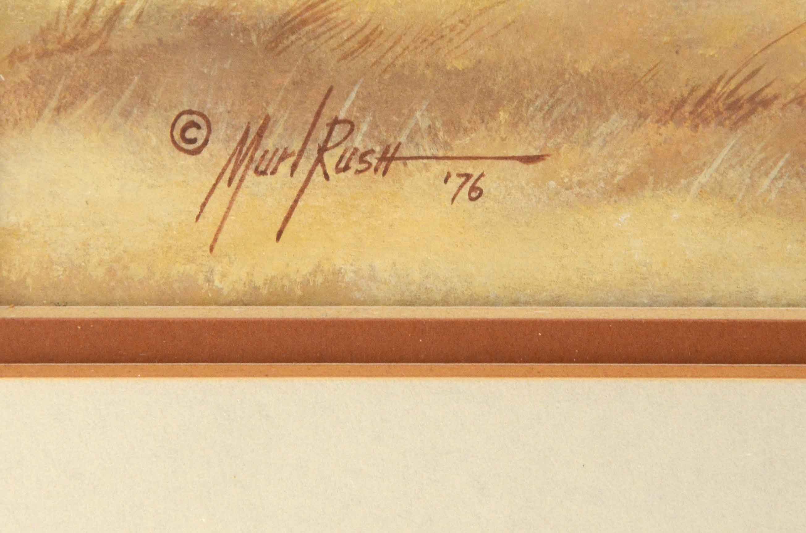 Murl Rush Signed Original Gouache and Watercolor Painting "White Man's Buffalo"