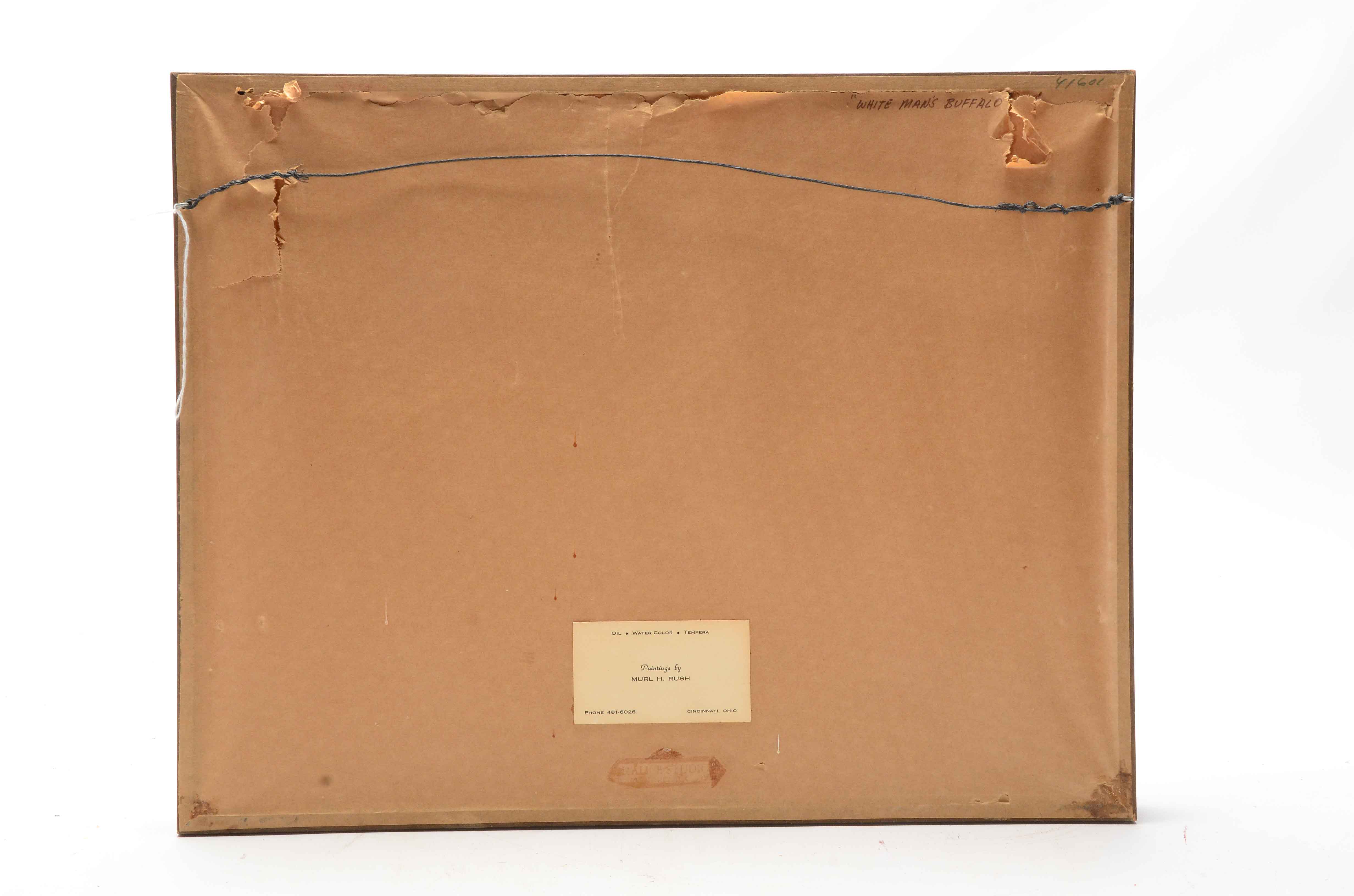 Murl Rush Signed Original Gouache and Watercolor Painting "White Man's Buffalo"