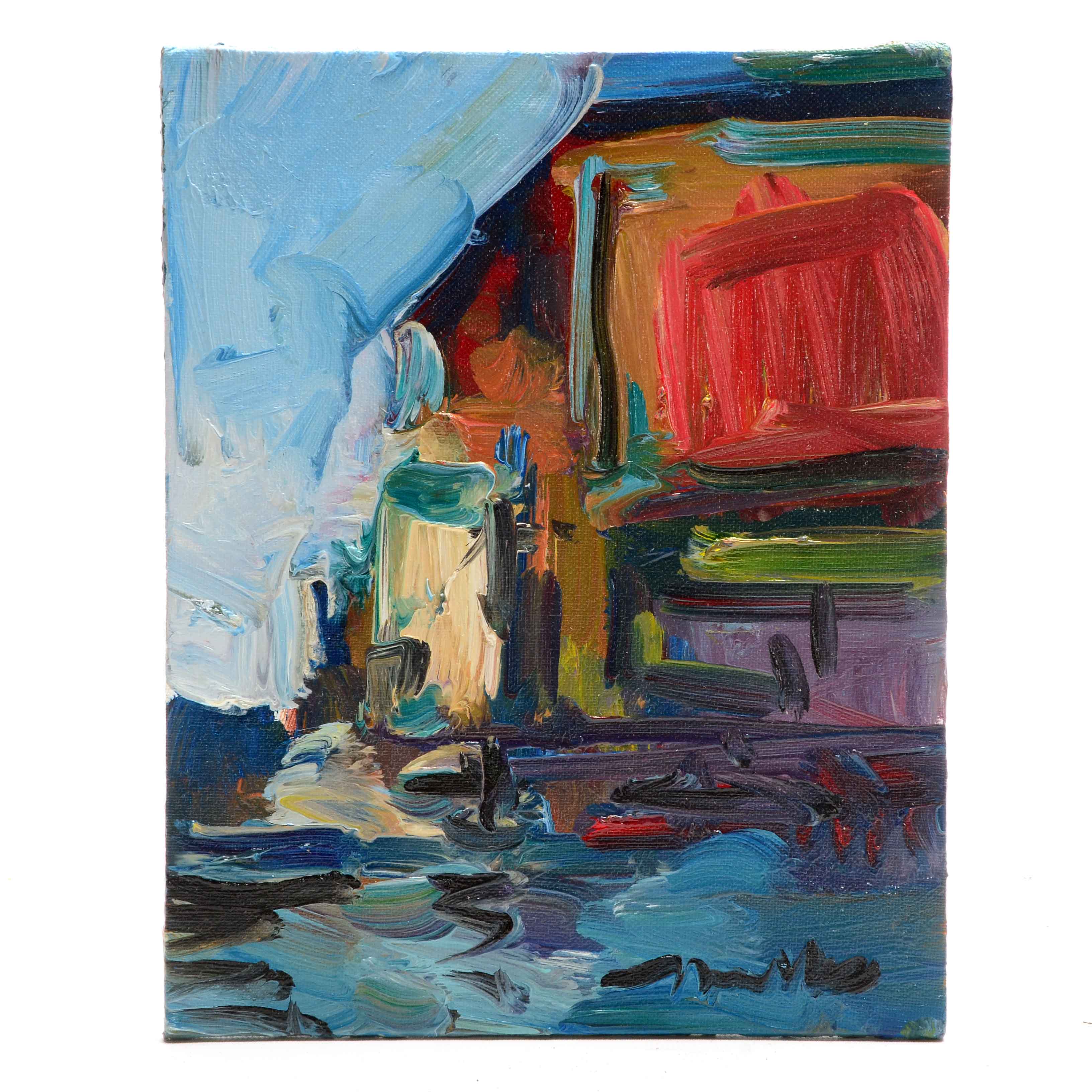 Jose Trujillo Oil on Canvas Board Painting "Venician Light"