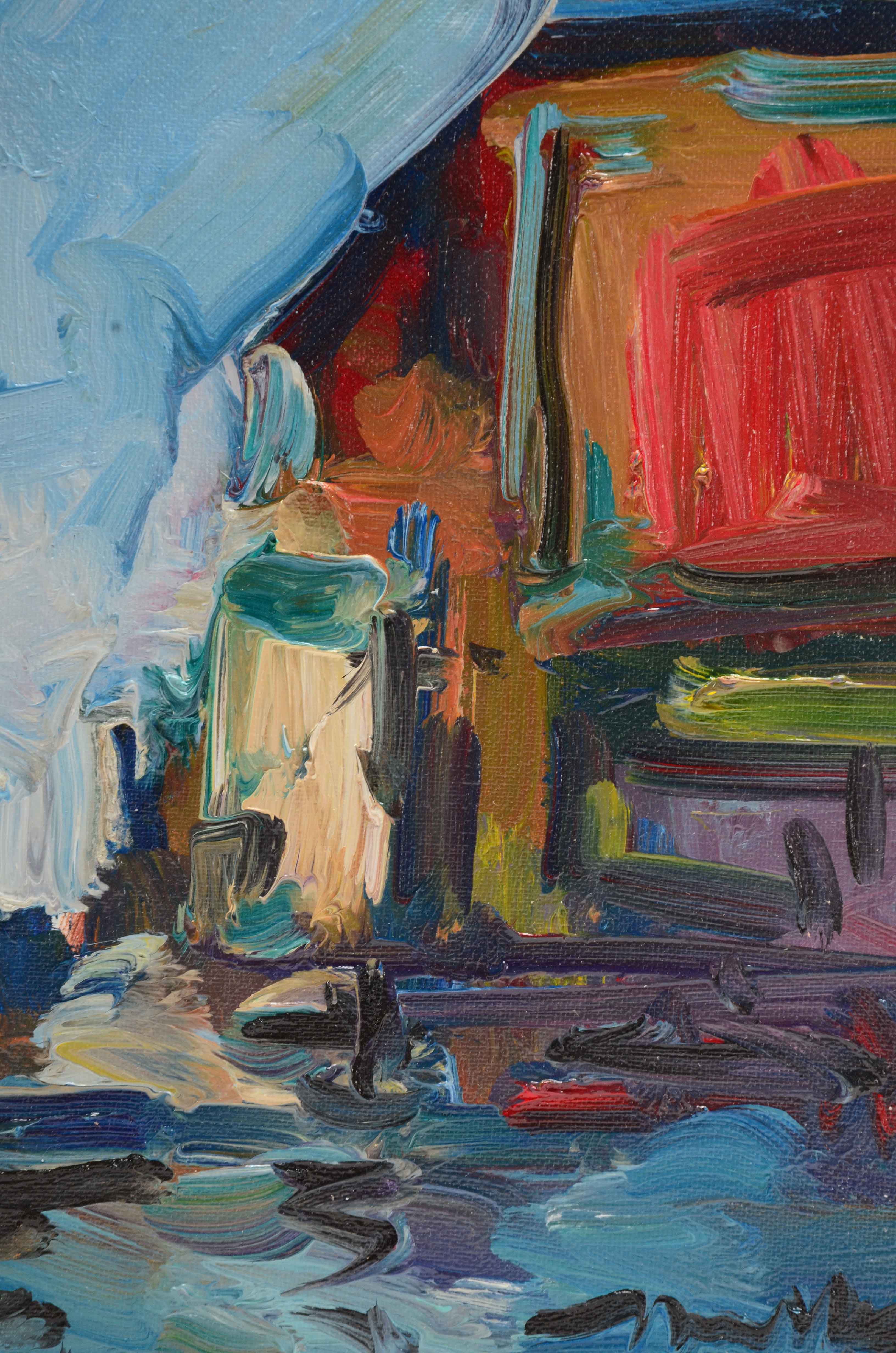 Jose Trujillo Oil on Canvas Board Painting "Venician Light"