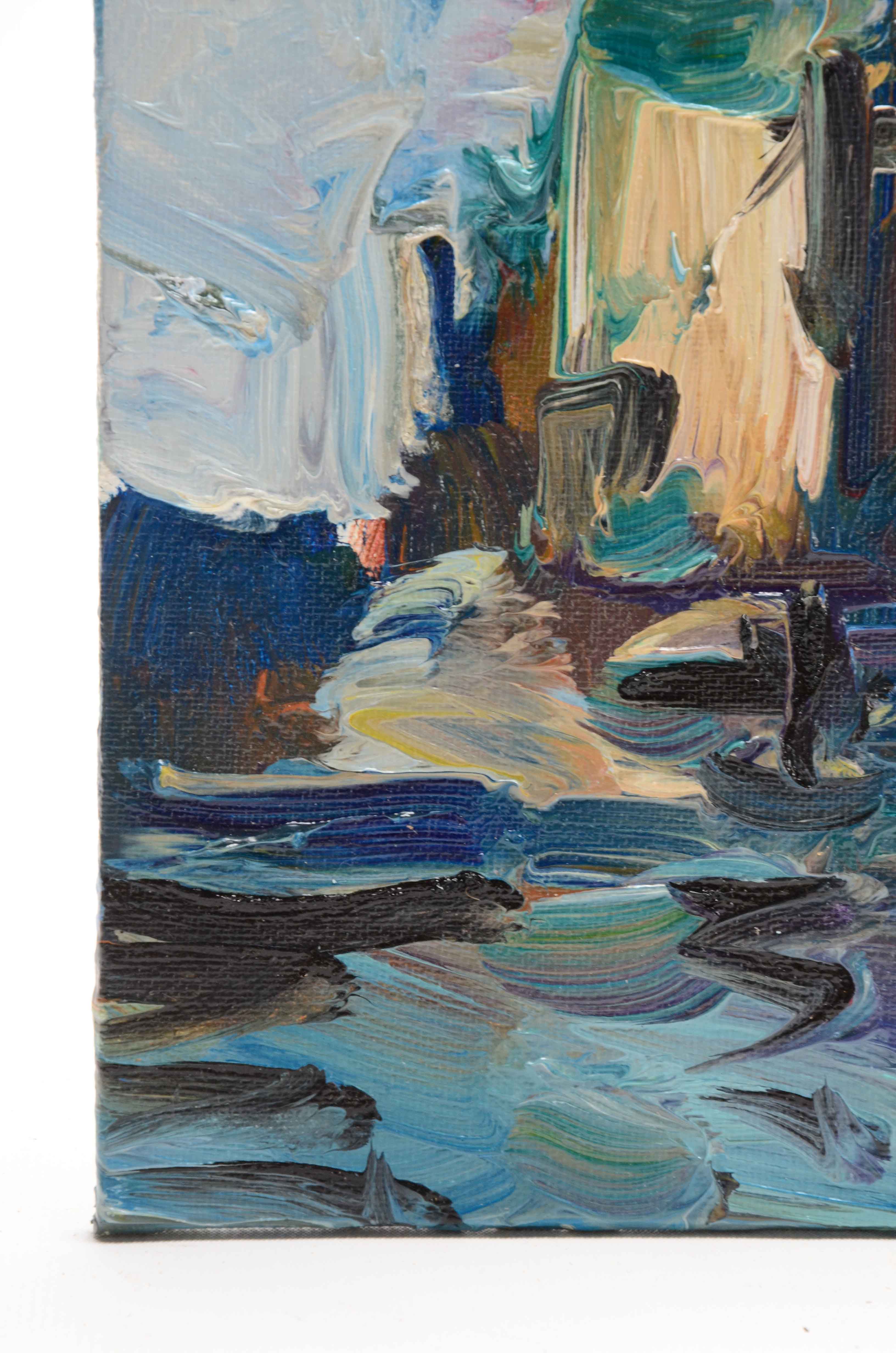 Jose Trujillo Oil on Canvas Board Painting "Venician Light"