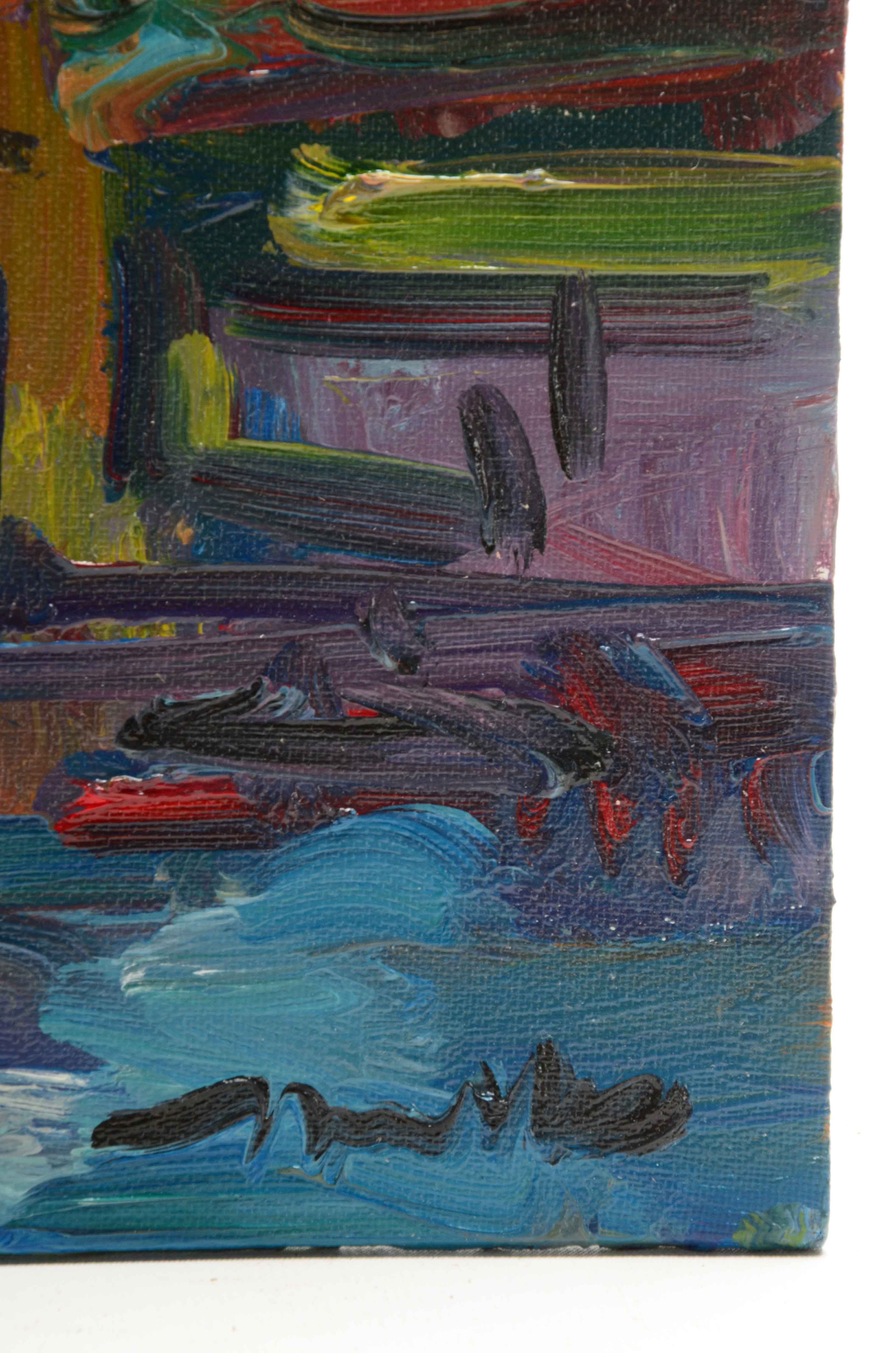 Jose Trujillo Oil on Canvas Board Painting "Venician Light"