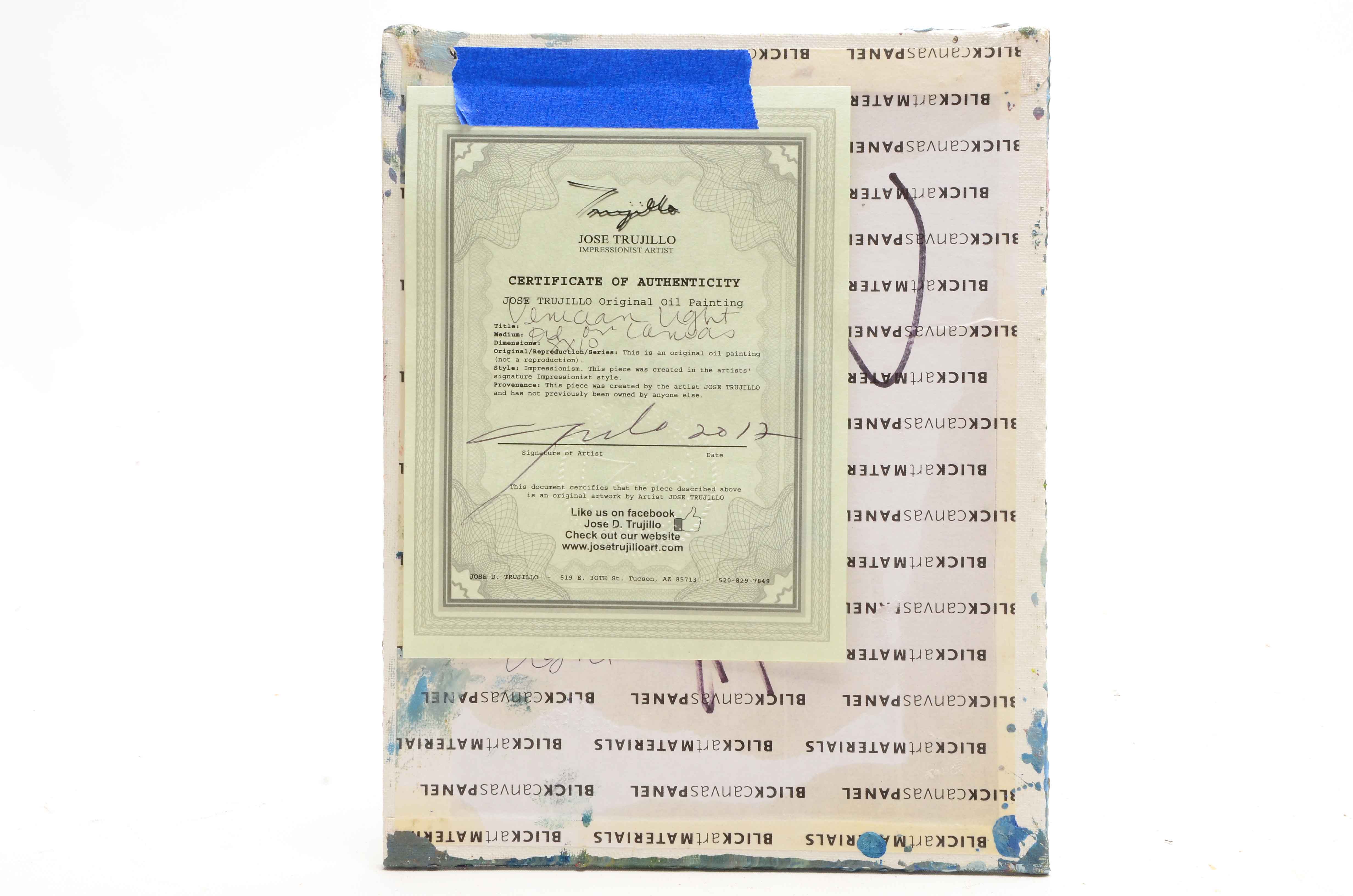 Jose Trujillo Oil on Canvas Board Painting "Venician Light"