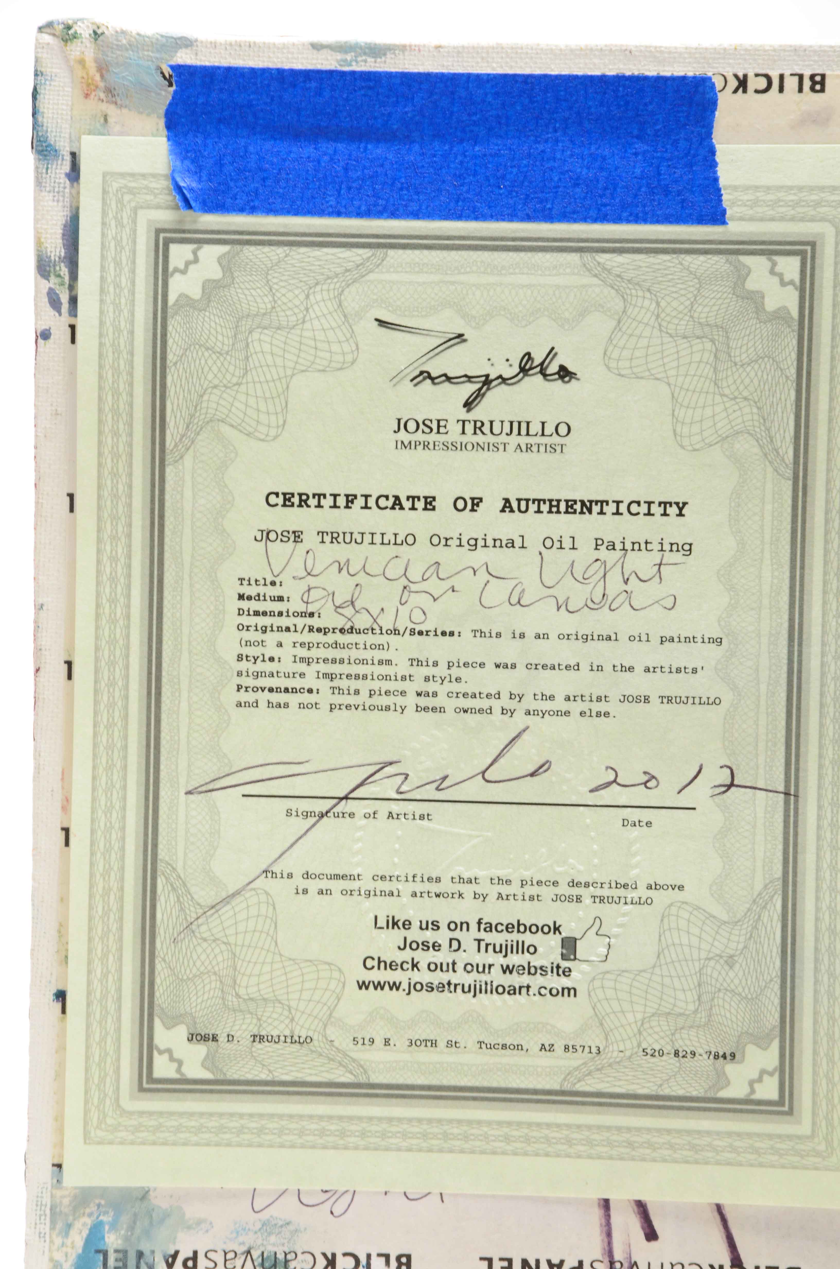 Jose Trujillo Oil on Canvas Board Painting "Venician Light"