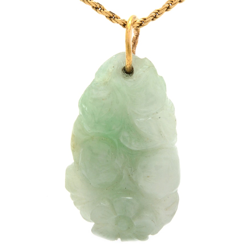14K Gold and Jadeite Milor Italy Necklace