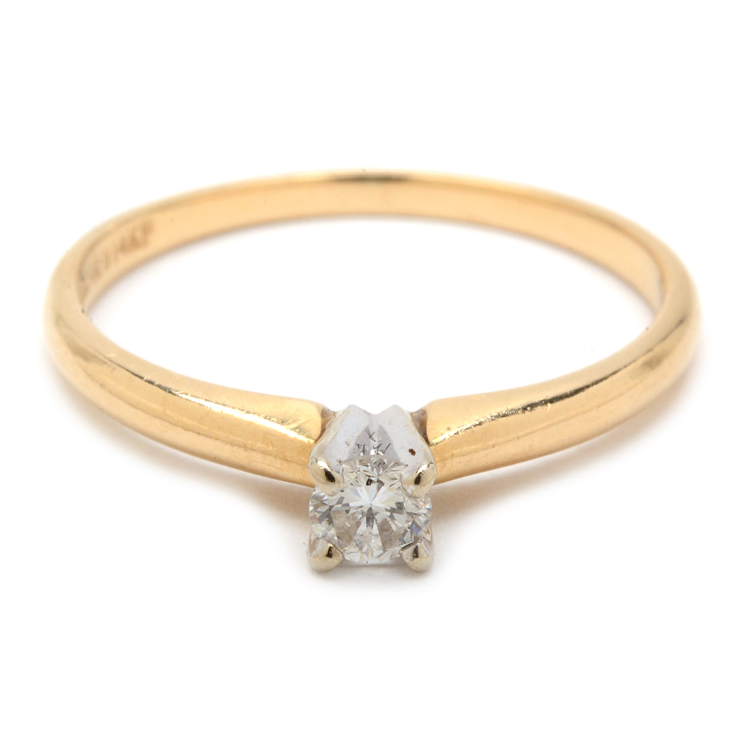 14K Magic Glo Gold and Diamond Solitaire Ring